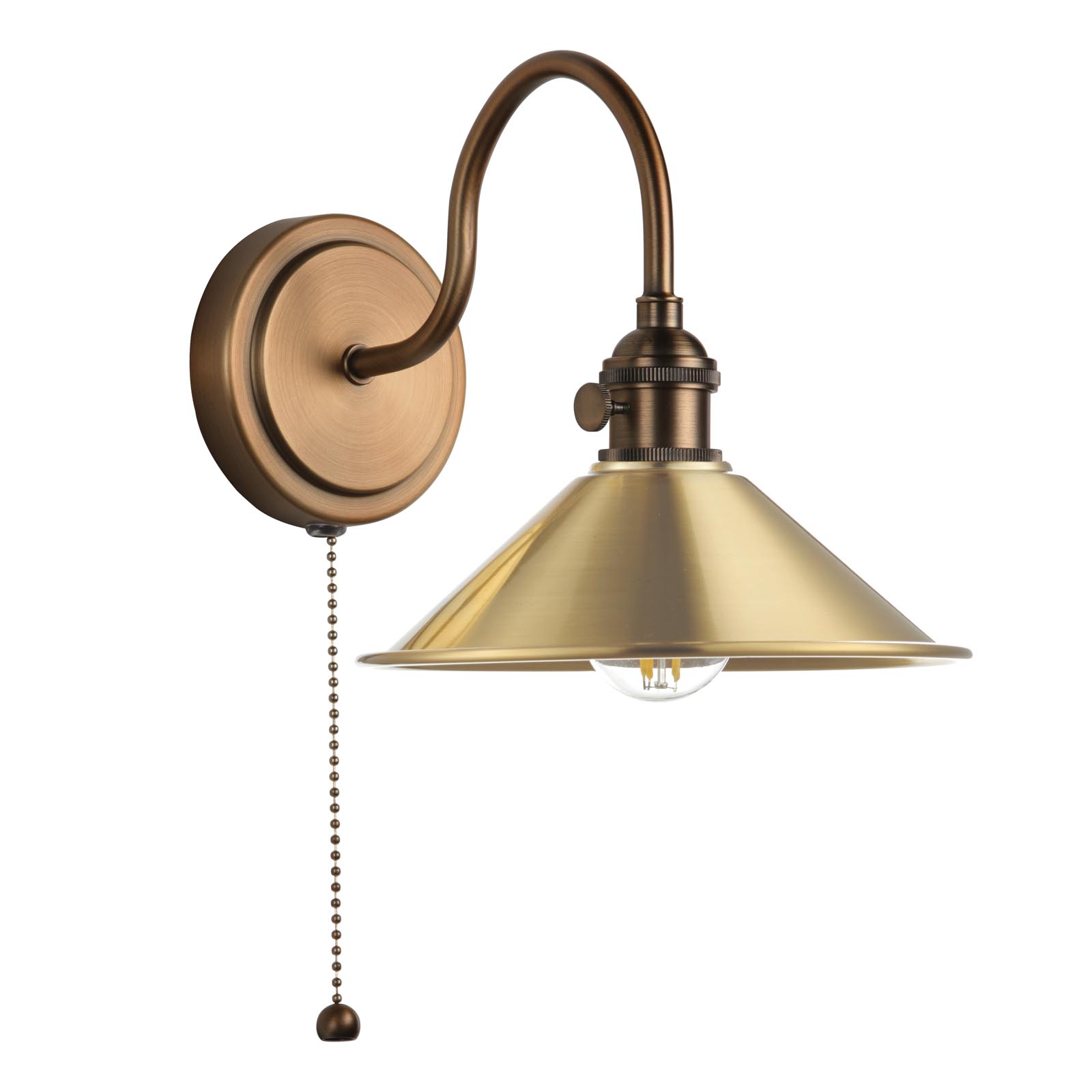 Hadano Wall Light Antique Bronze with Aged Brass Metal Shade 18cm