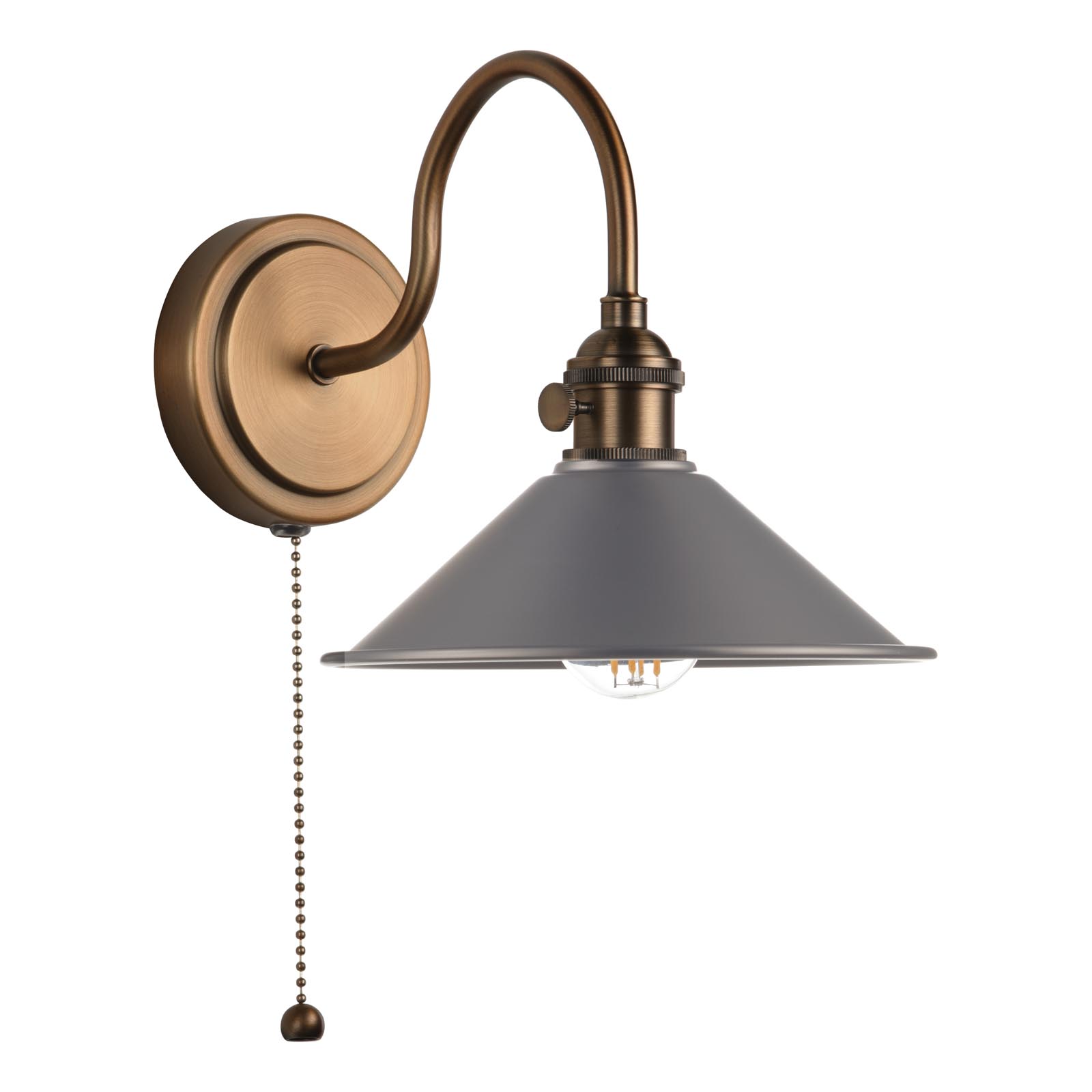 Hadano Wall Light Antique Bronze with Pewter Metal Shade 18cm