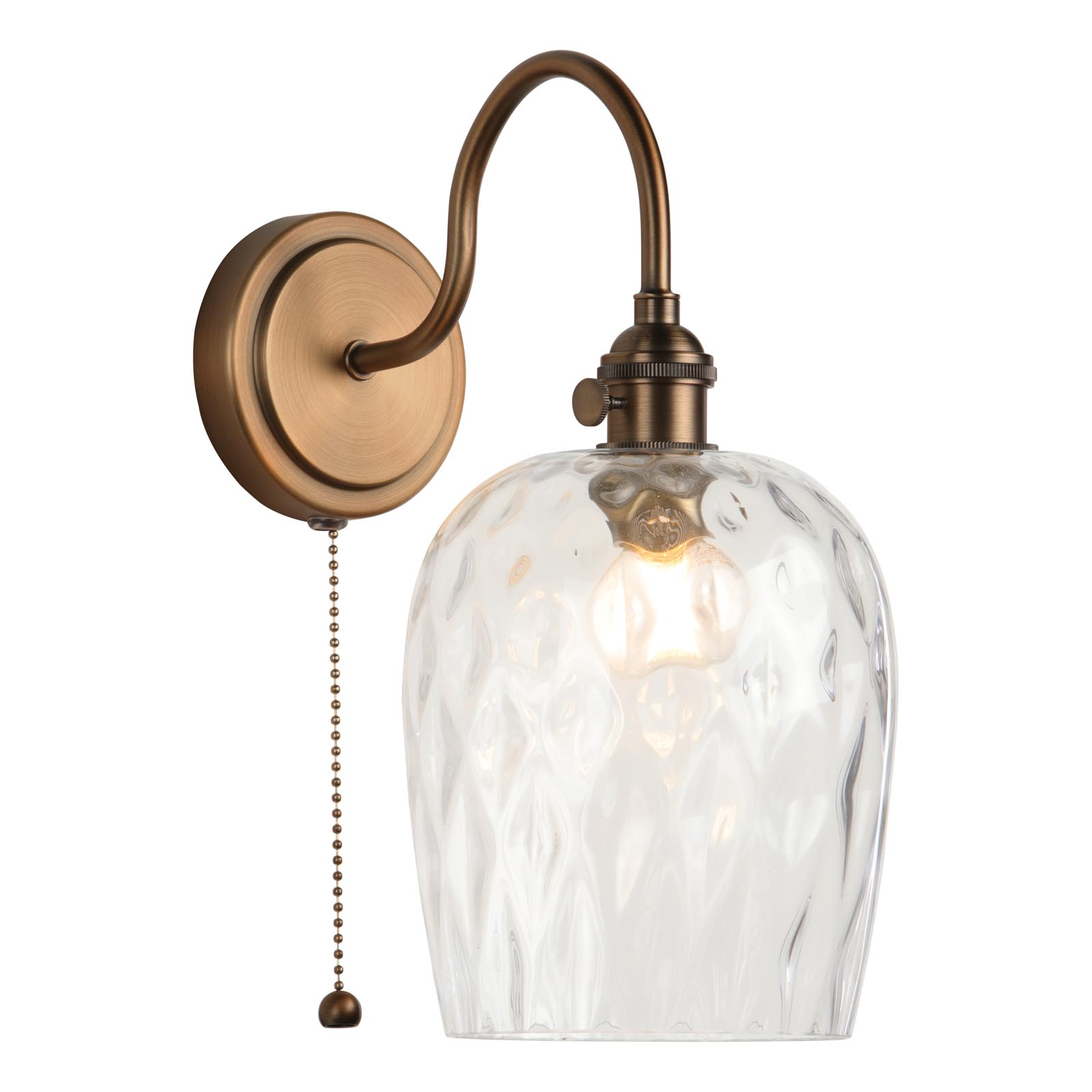 Hadano Wall Light Antique Bronze with Clear Dimpled Glass Shade