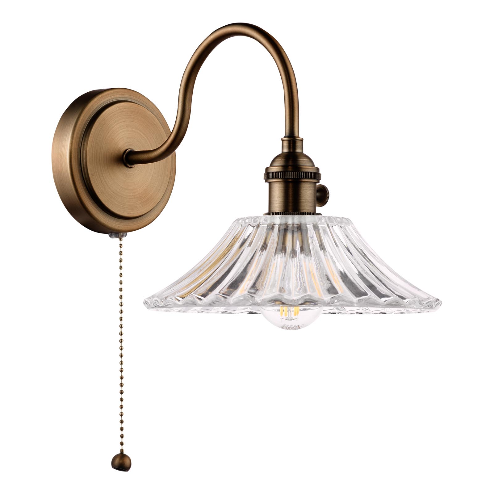 Hadano Wall Light Antique Bronze with Clear Flared Glass Shade