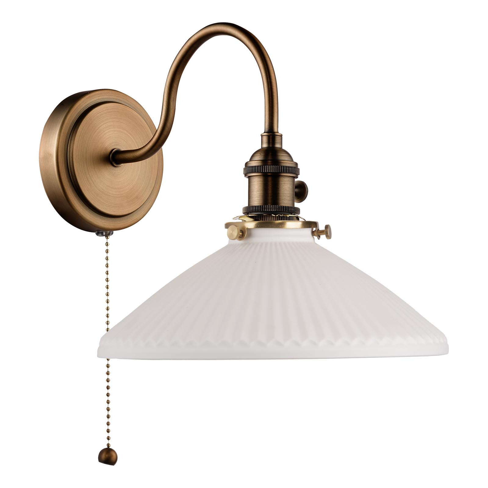 Hadano Wall Light Antique Bronze with White Shallow Ceramic Shade