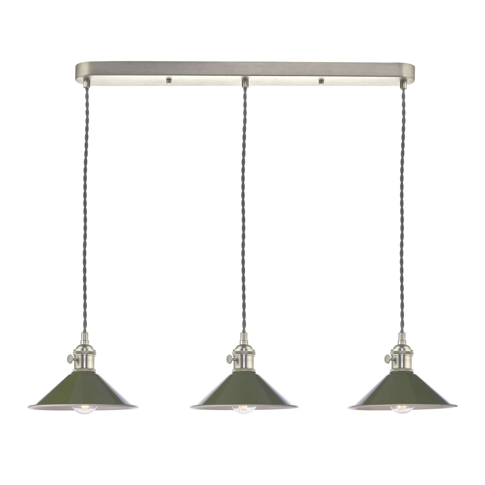 Hadano 3 Light Bar Pendant Antique Chrome and Green