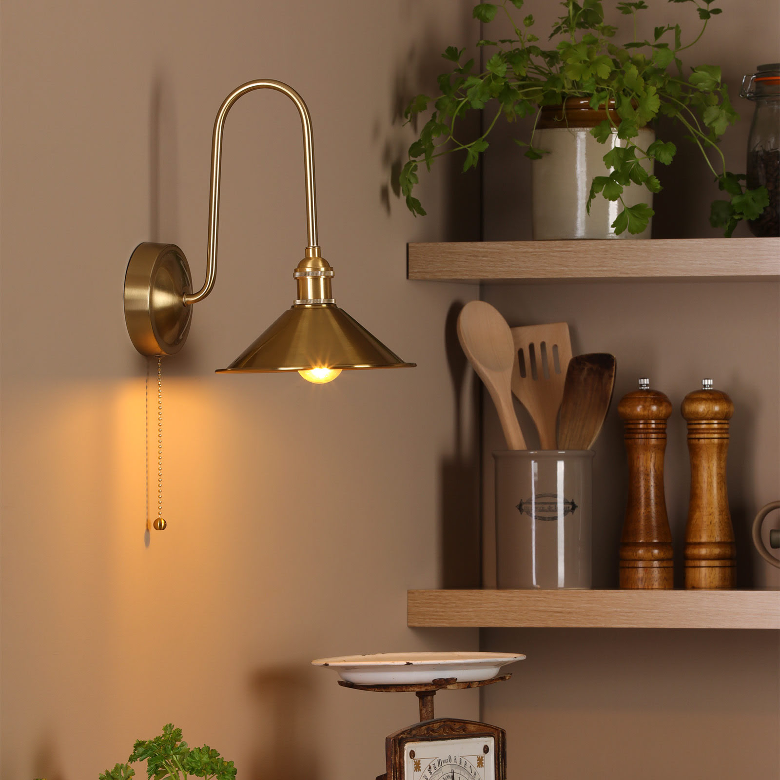 Hadano Wall Light Natural Brass and Aged Brass
