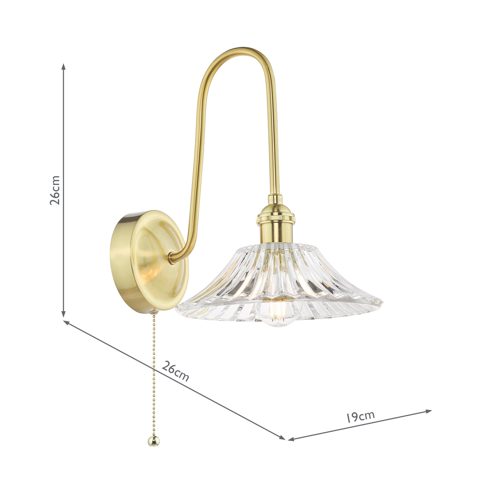 Hadano Wall Light Natural Brass and Glass
