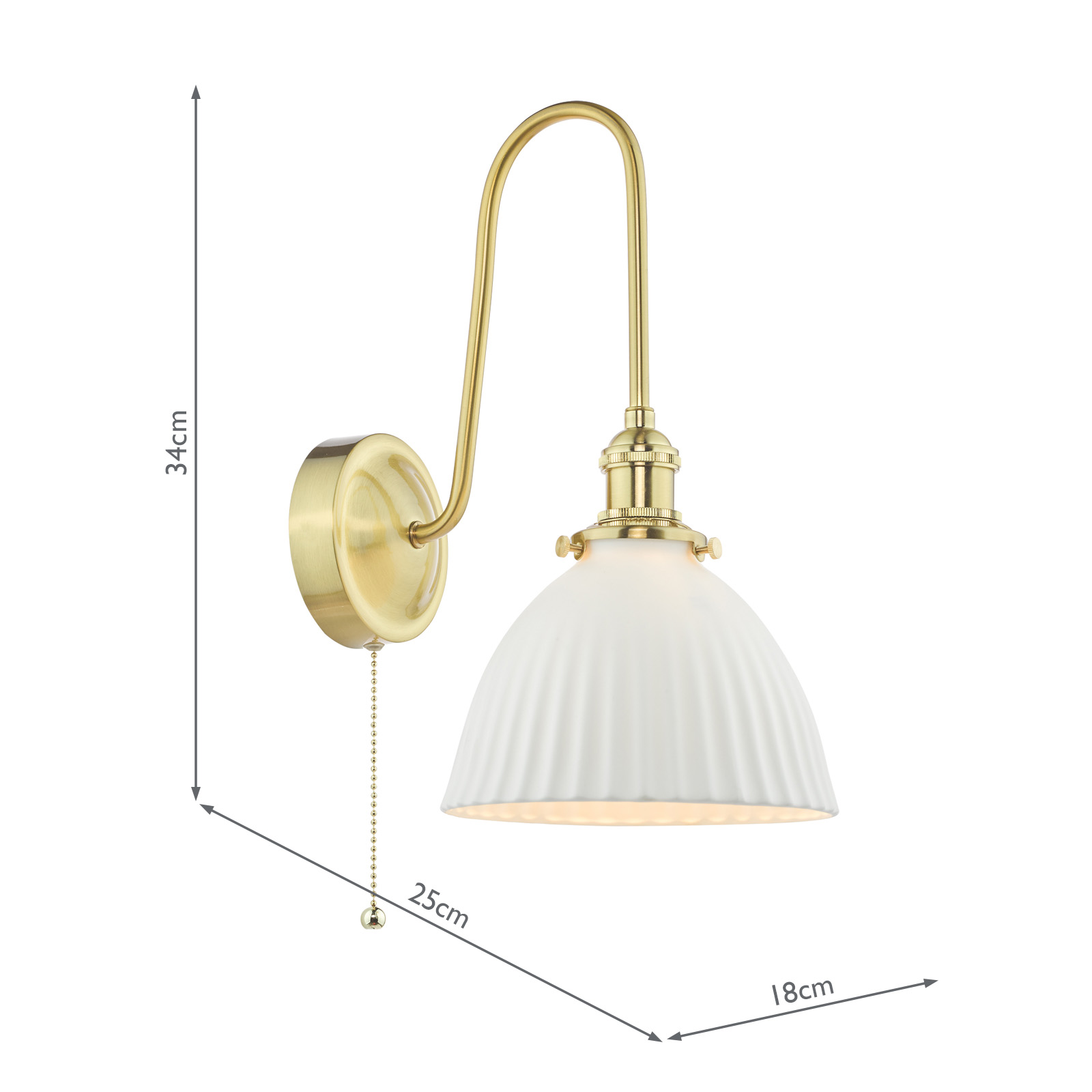 Hadano Wall Light Natural Brass and White Ceramic