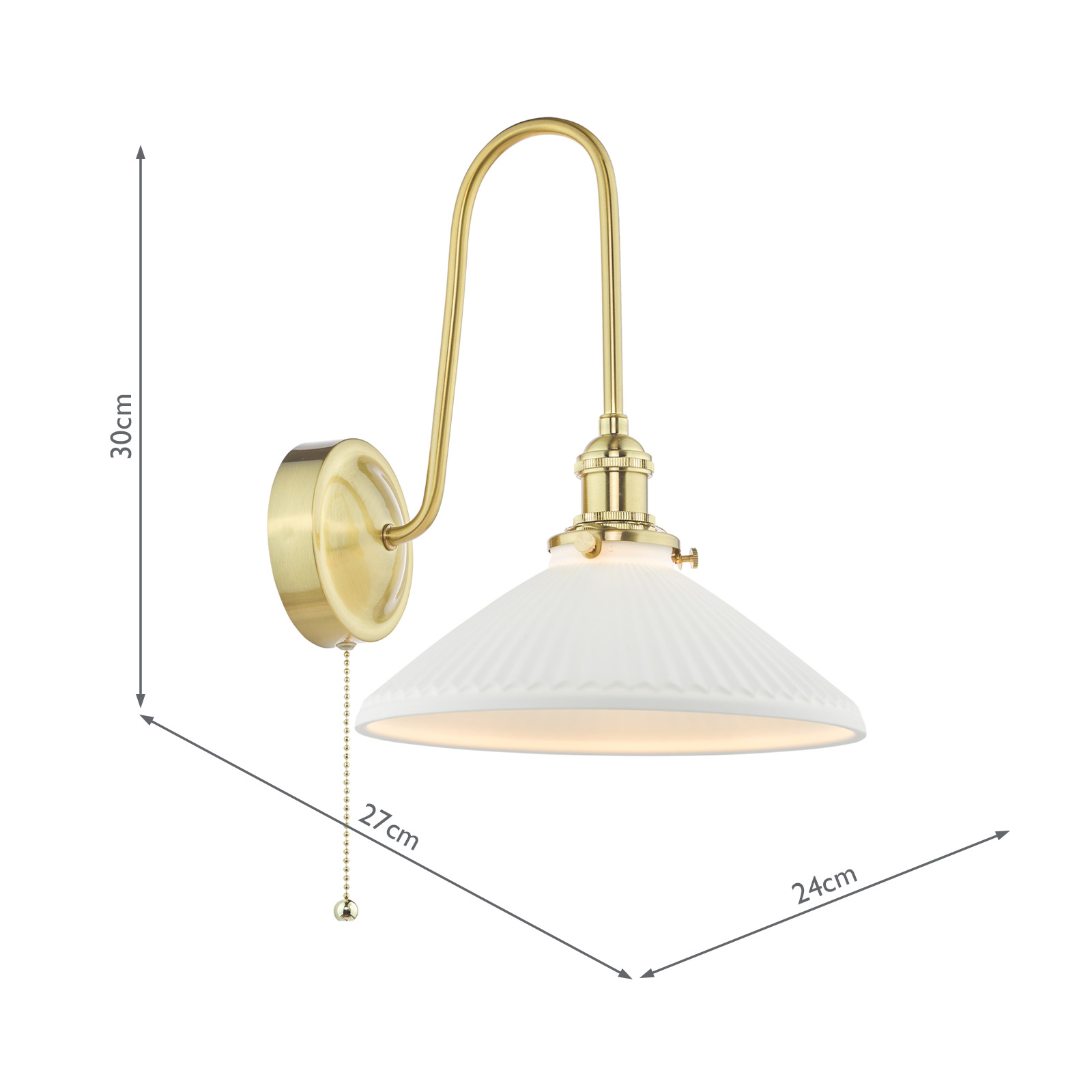 Hadano Wall Light Natural Brass and White Ceramic