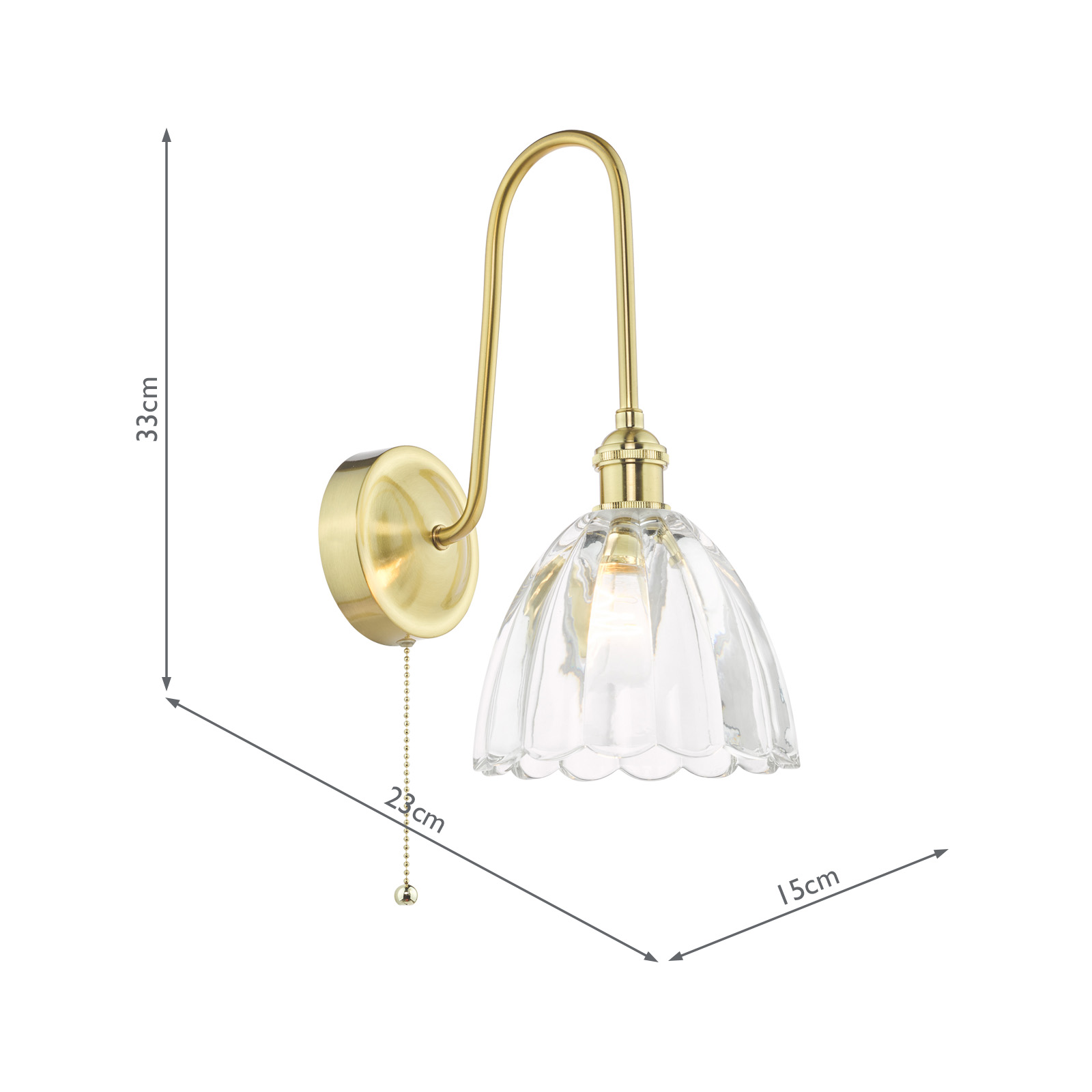 Hadano Wall Light Natural Brass and Glass