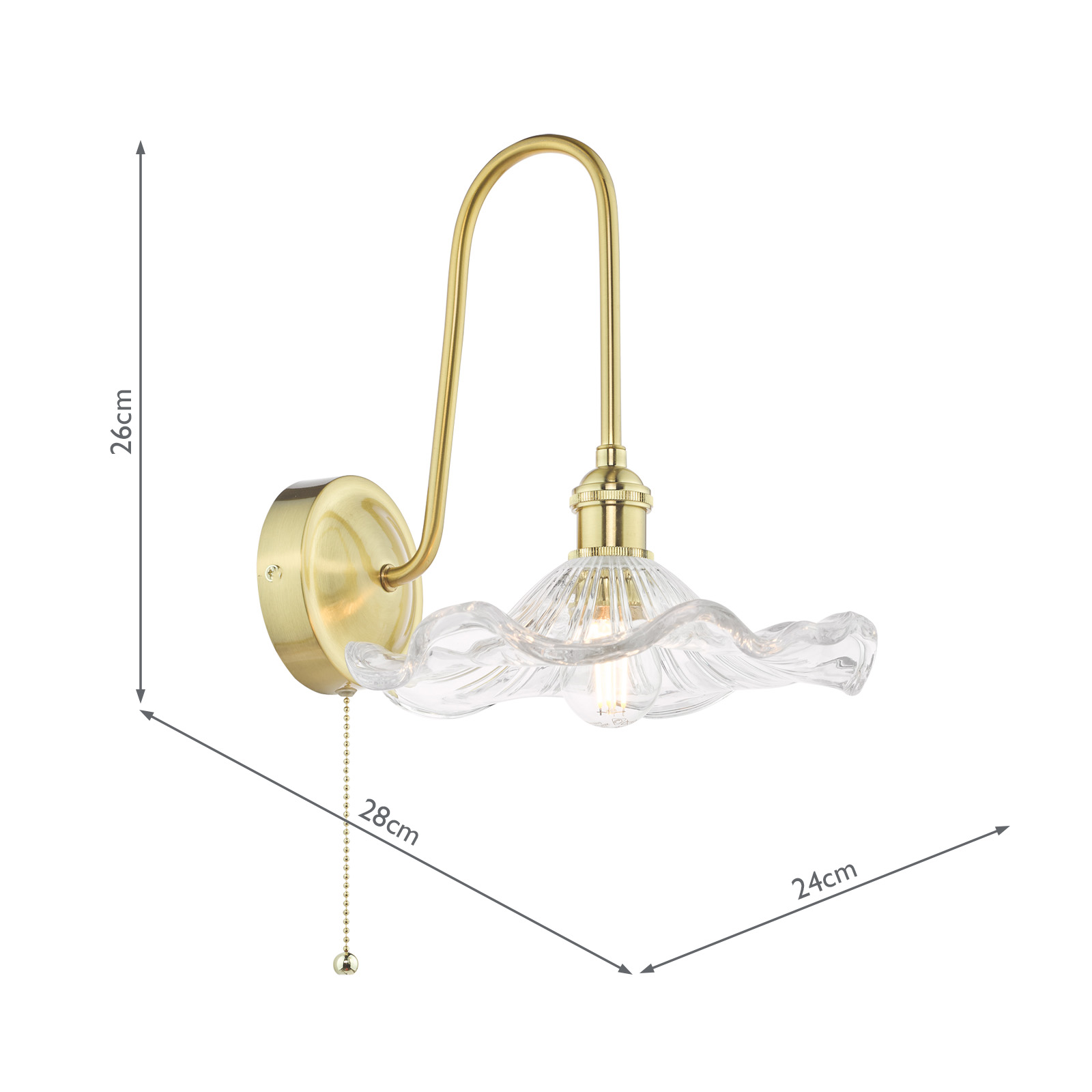Hadano Wall Light Natural Brass and Glass