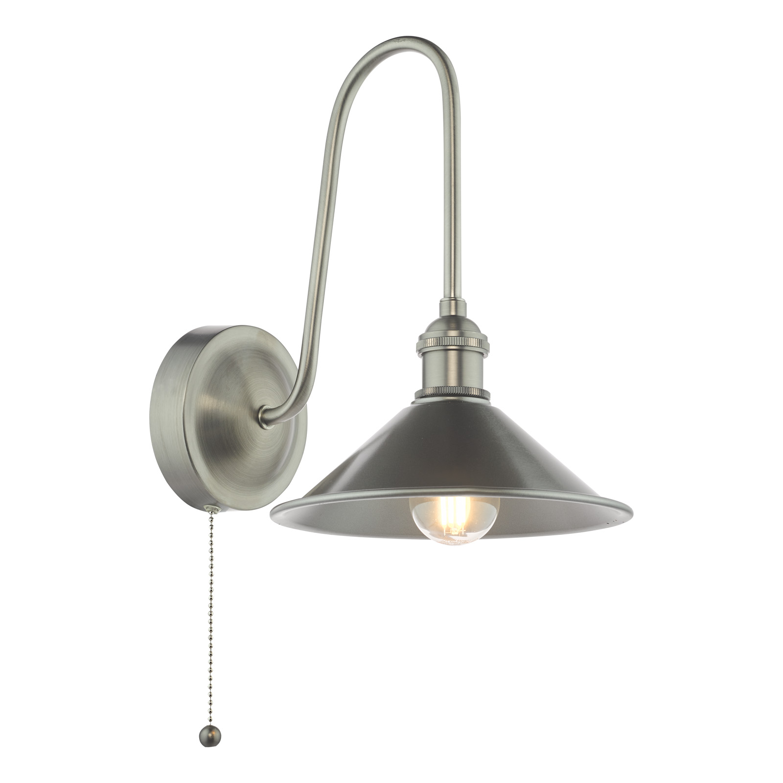 Hadano Wall Light Antique Chrome and Antique Pewter