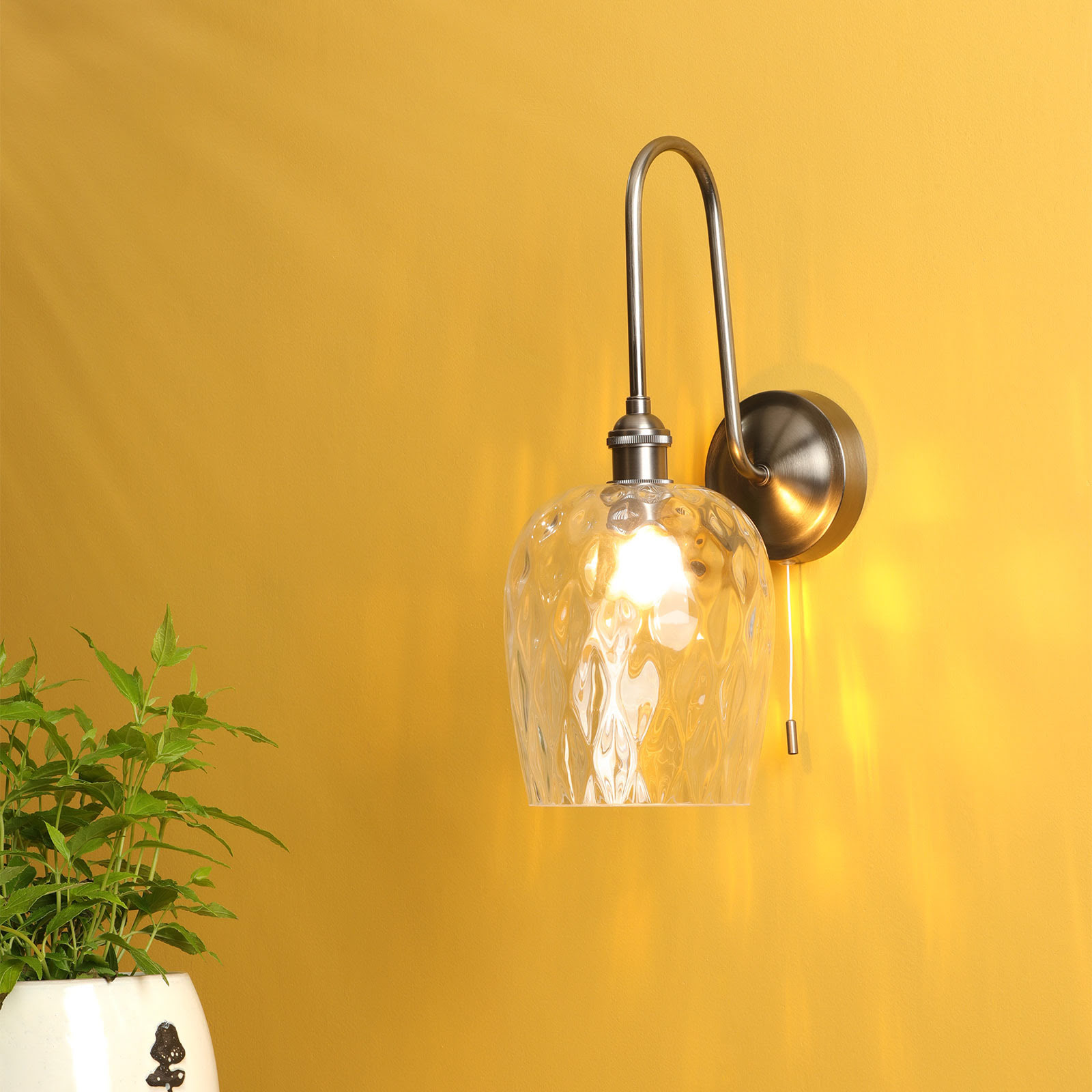 Hadano Wall Light Antique Chrome and Glass