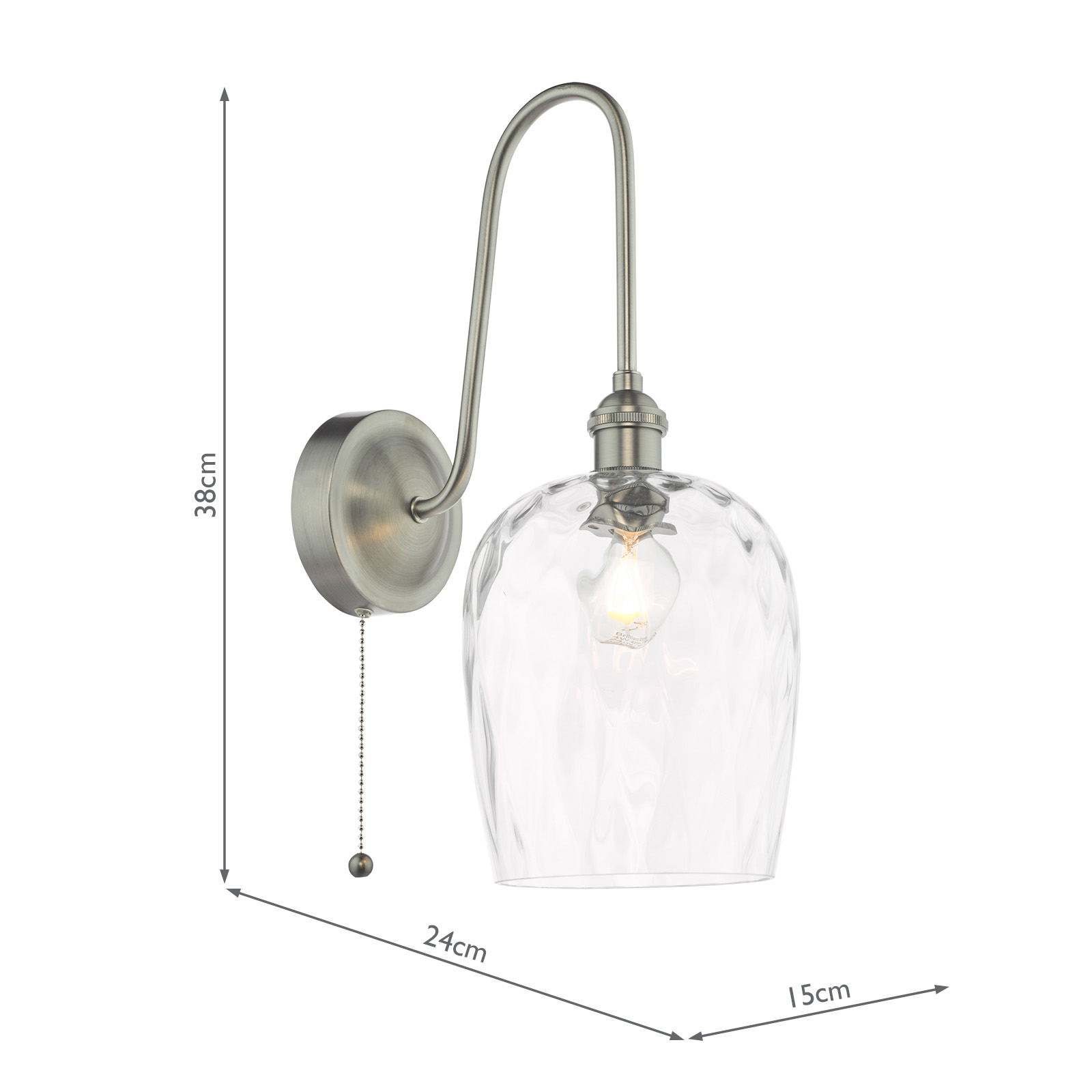 Hadano Wall Light Antique Chrome and Glass