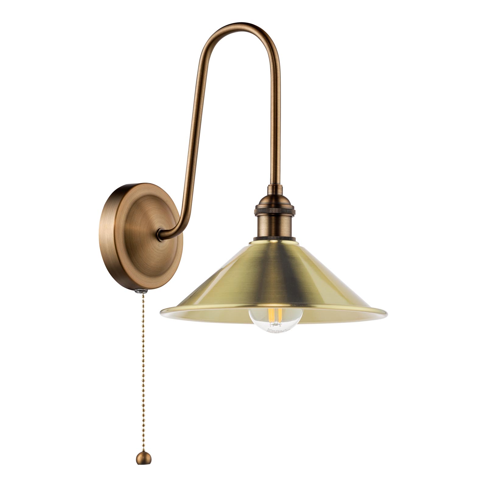 Hadano Tall Wall Light Antique Bronze with Aged Brass Metal Shade 18cm