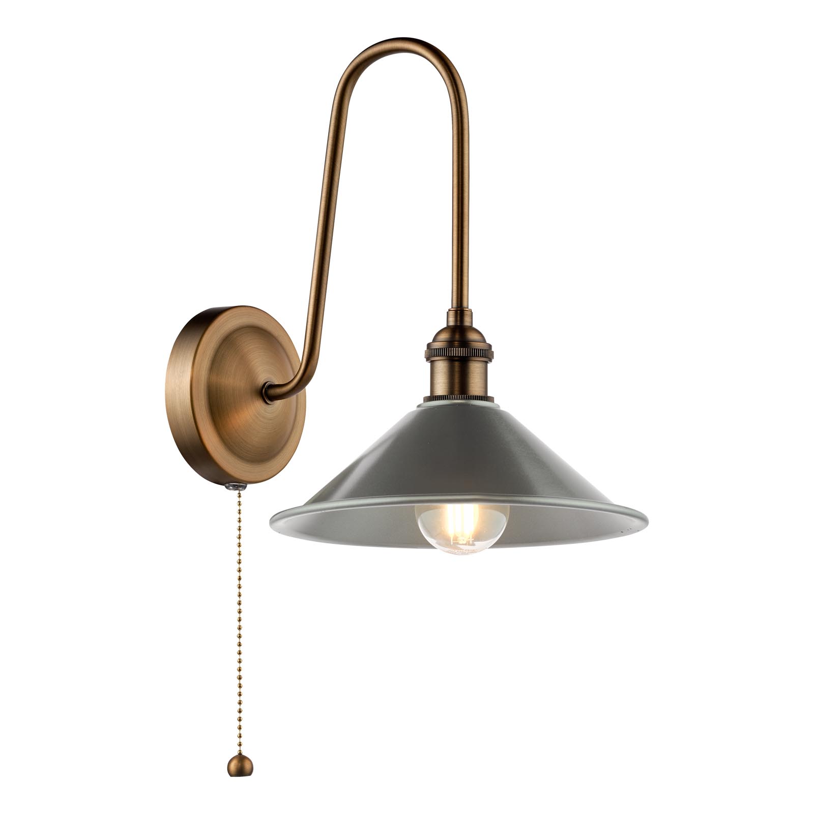 Hadano Tall Wall Light Antique Bronze with Pewter Metal Shade 18cm