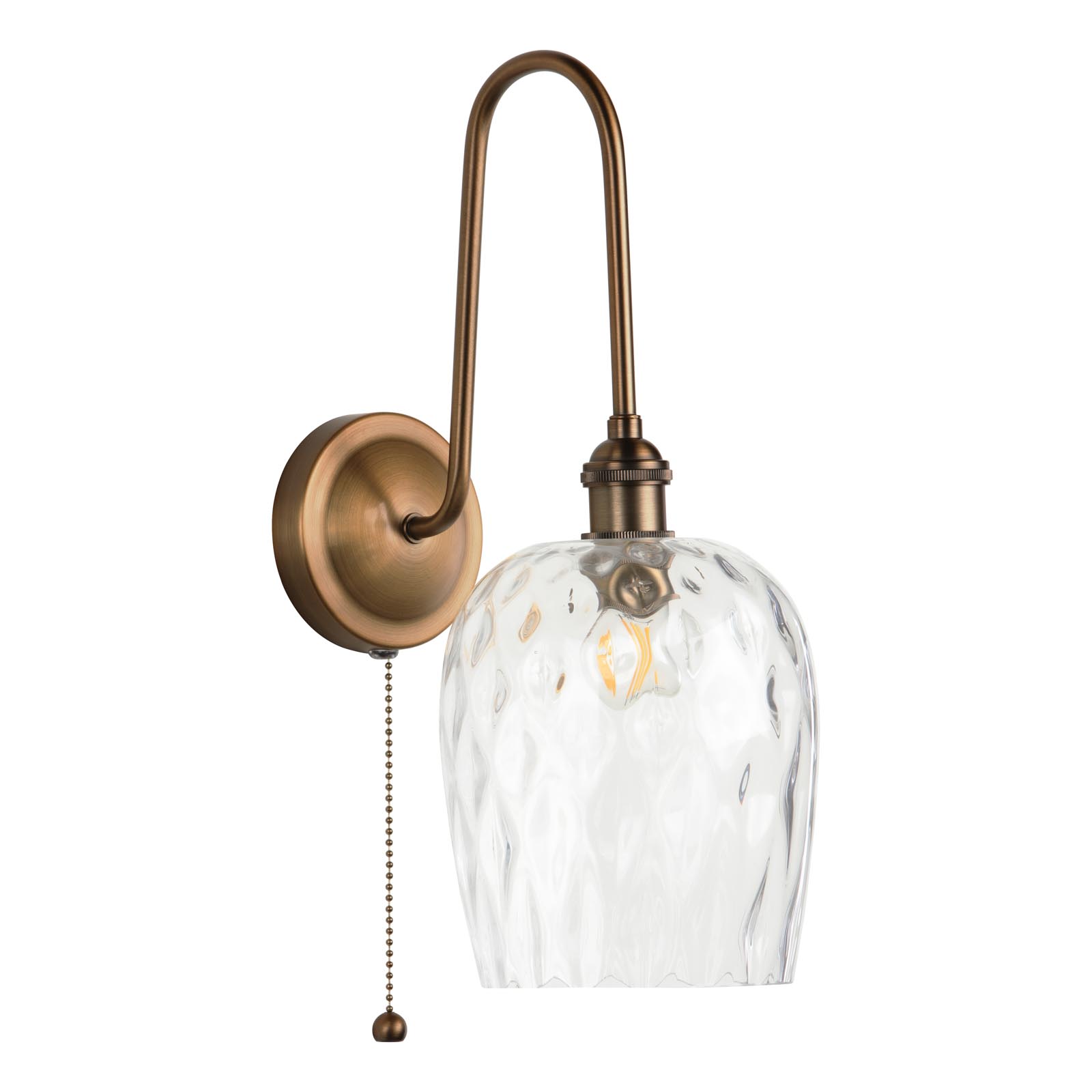 Hadano Tall Wall Light Antique Bronze with Clear Dimpled Glass Shade