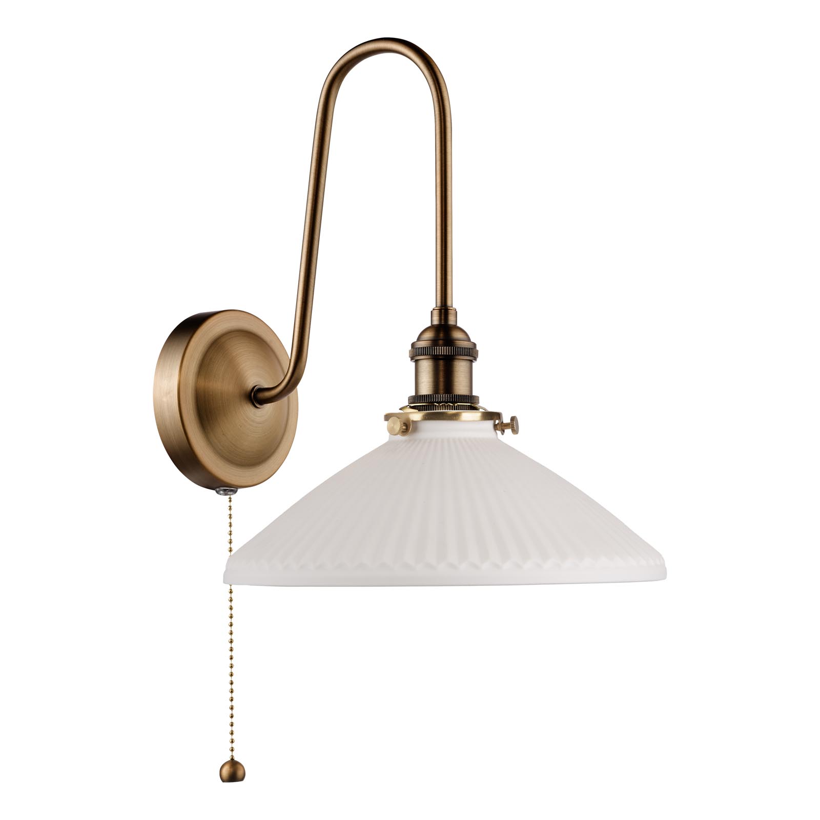 Hadano Tall Wall Light Antique Bronze with White Shallow Ceramic Shade