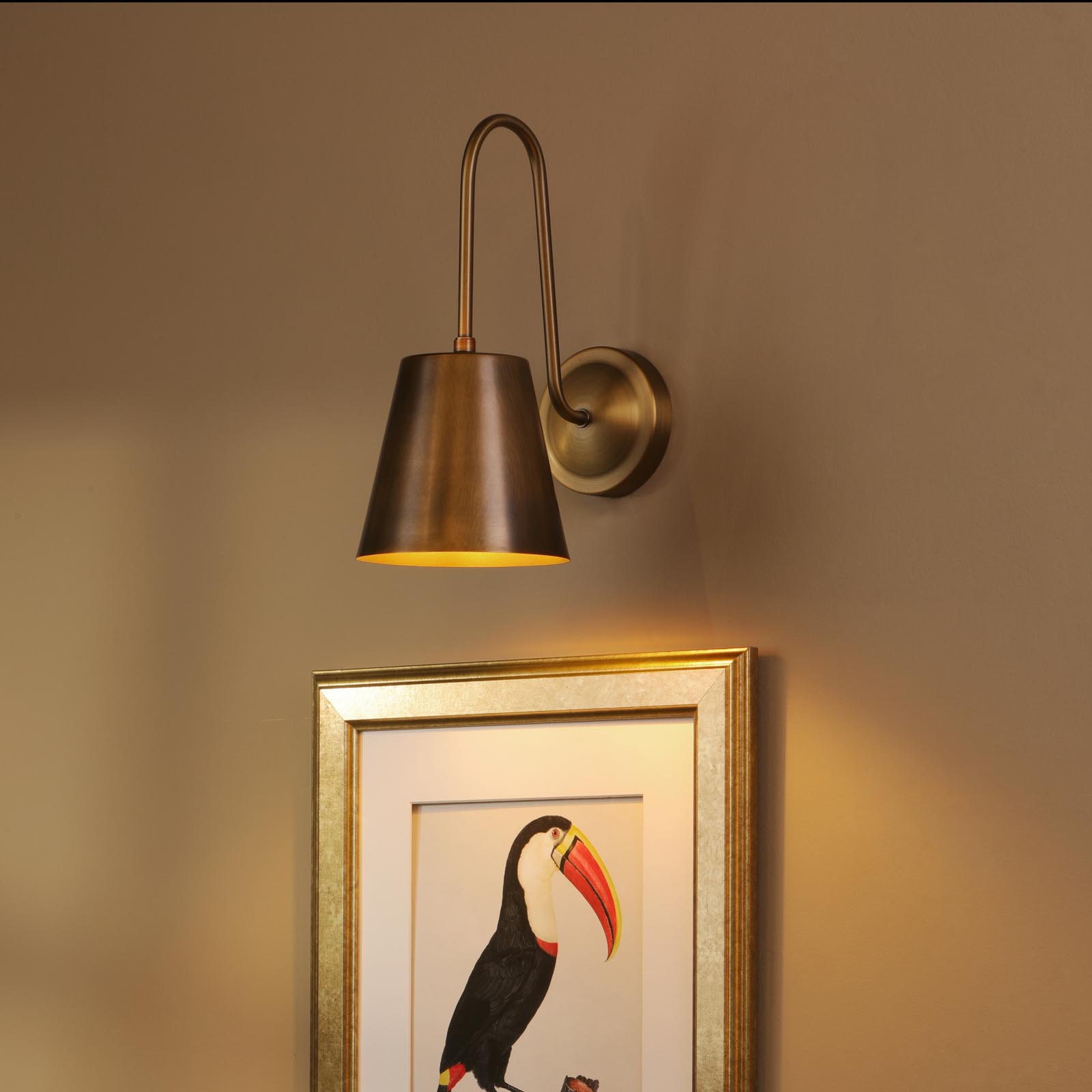 Hadano Wall Light Antique Bronze with Antique Bronze Metal Shade