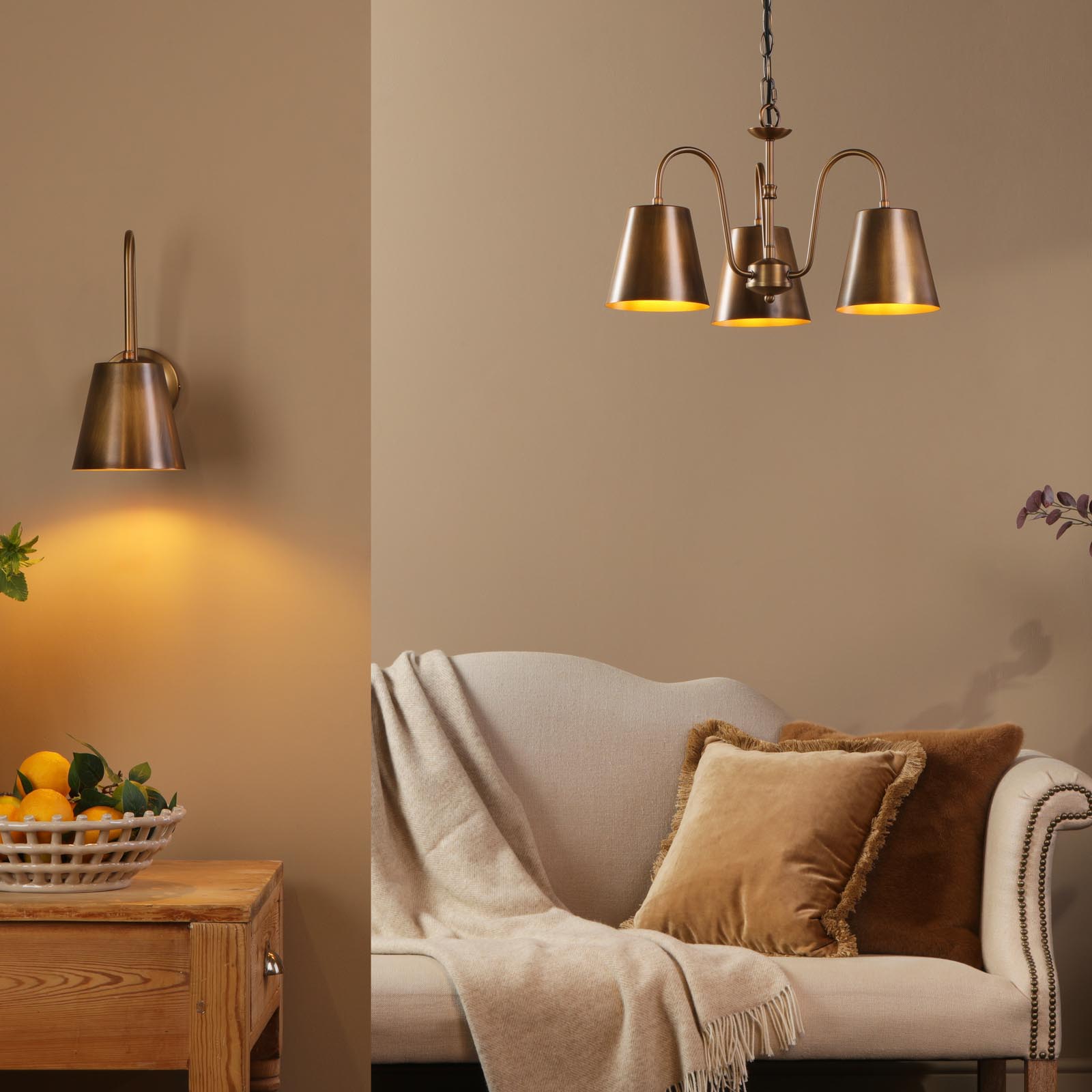 Hadano Wall Light Antique Bronze with Antique Bronze Metal Shade