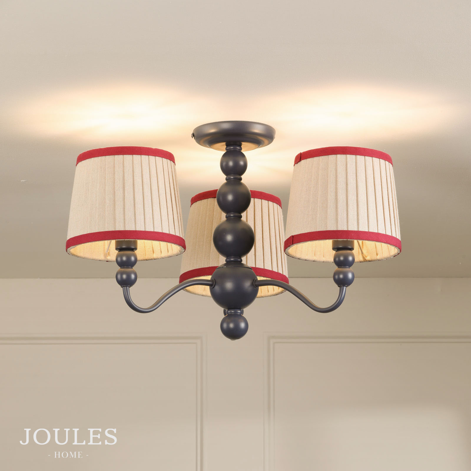 Joules Harewood 3 Light Semi-Flush Matt Blue With Shade