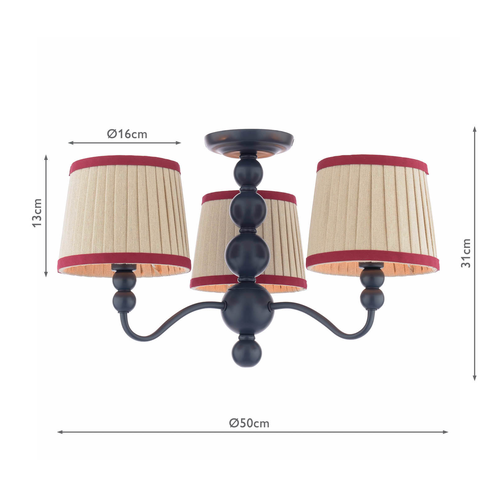 Joules Harewood 3 Light Semi-Flush Matt Blue With Shade