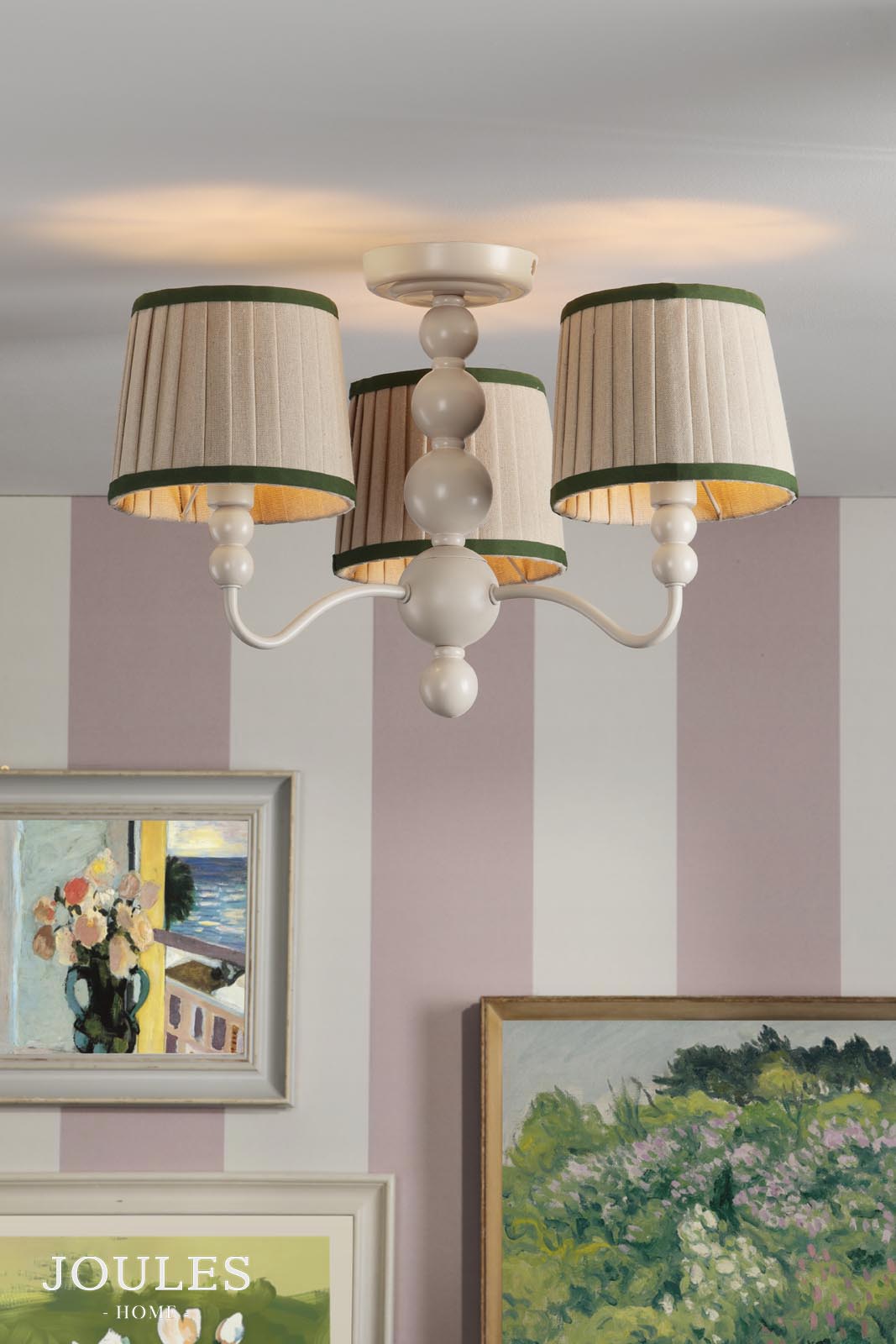 Joules Harewood 3 Light Semi-Flush Matt Cream With Shade
