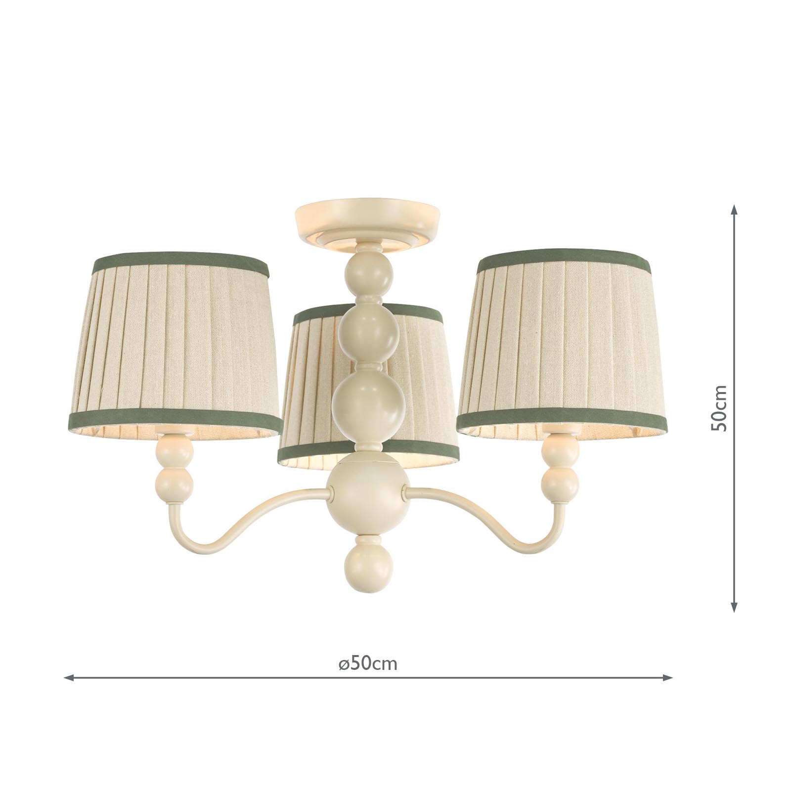 Joules Harewood 3 Light Semi-Flush Matt Cream With Shade