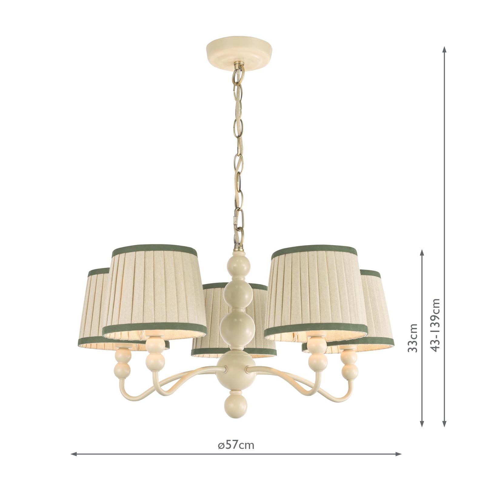Joules Harewood 5 Light Shadelier Matt Cream and Matt Antique Brass With Shade