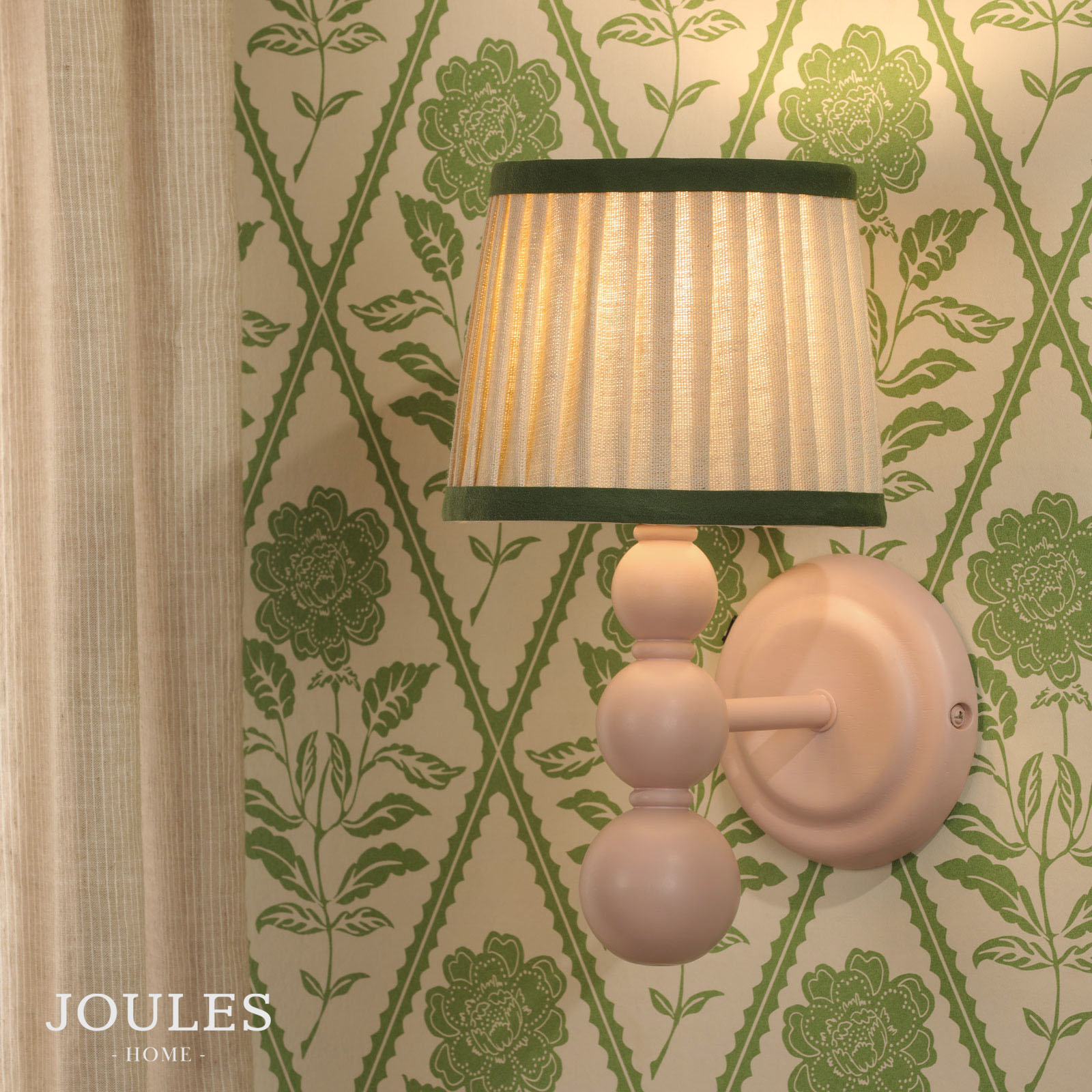 Joules Harewood Wall Light Matt Pink With Shade