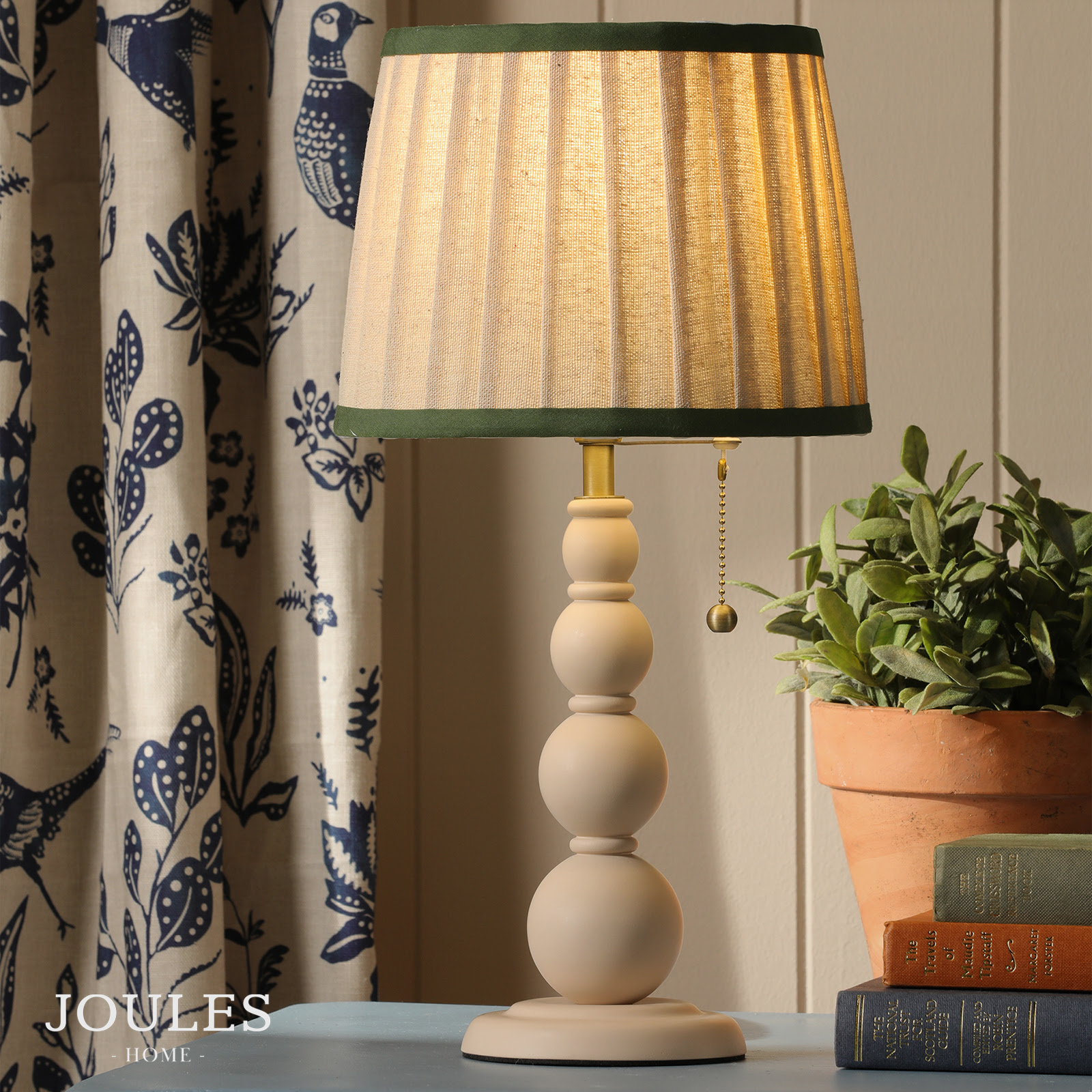 Joules Harewood Table Lamp Matt Cream and Matt Antique Brass With Shade