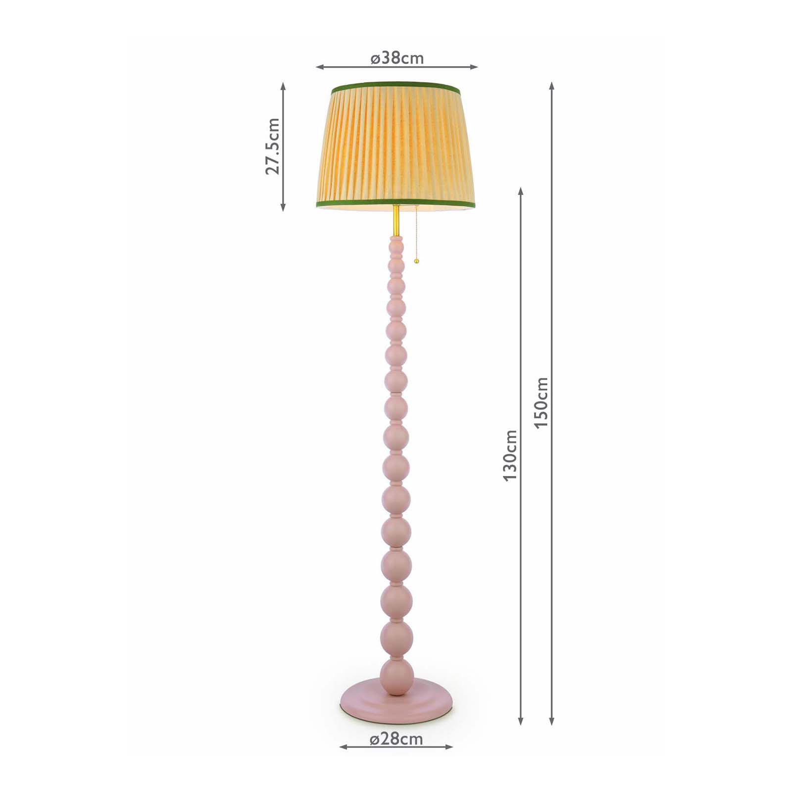 Joules Harewood Floor Lamp Matt Pink and Matt Antique Brass With Shade