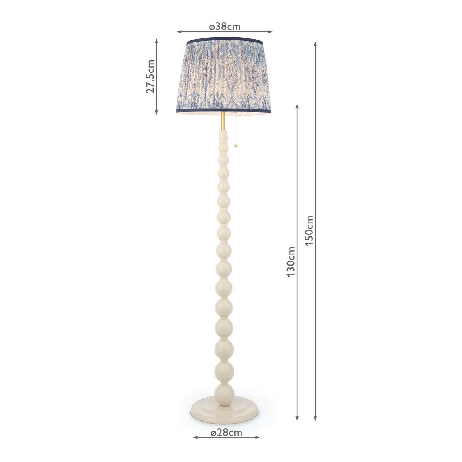 Joules Harewood Floor Lamp Matt Cream and Matt Antique Brass With Shade