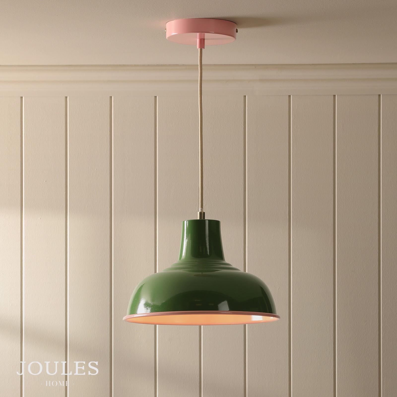 Joules Hatfield Pendant Green and Gloss Pink