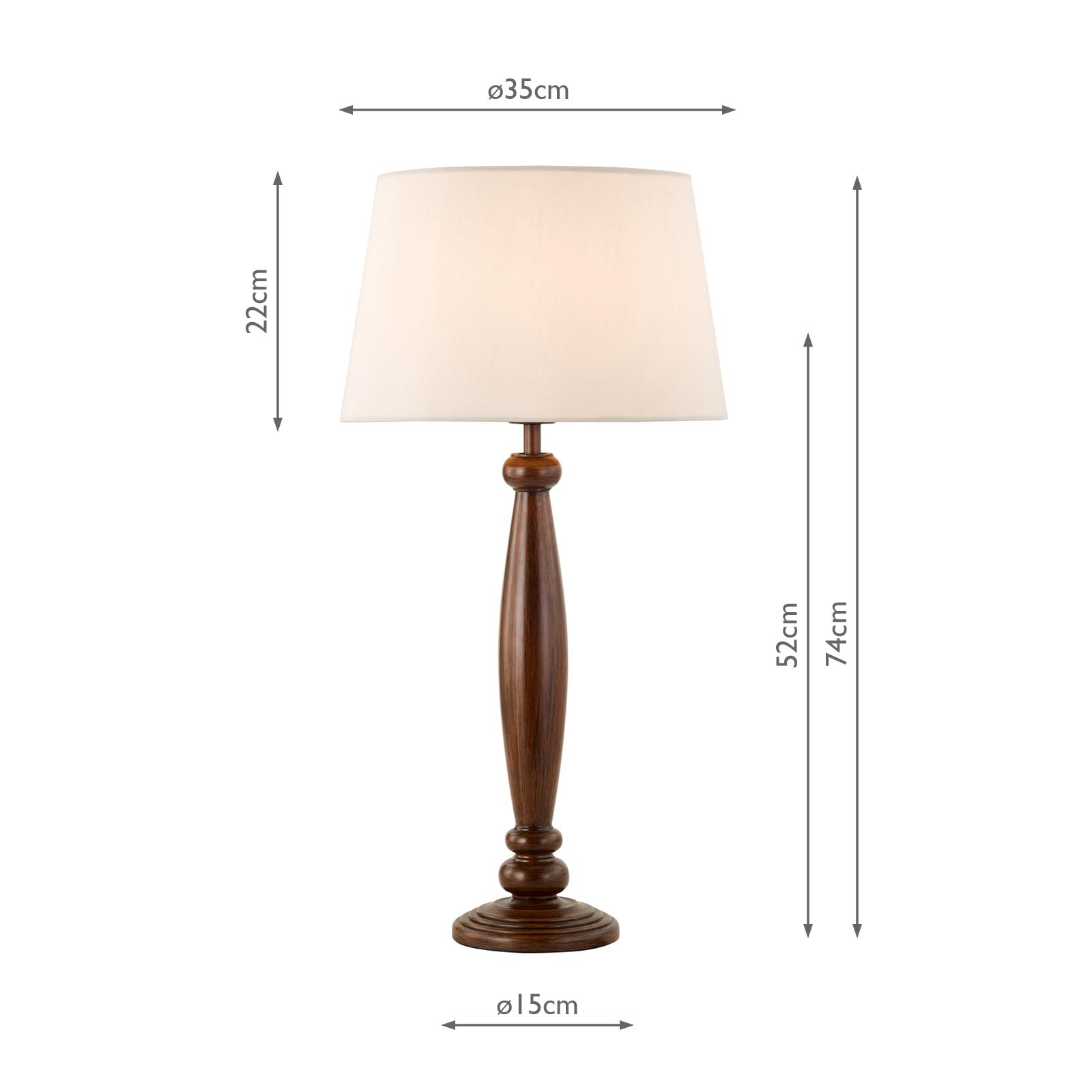 Hayward Table Lamp Wood Effect and Antique Brass Base Only