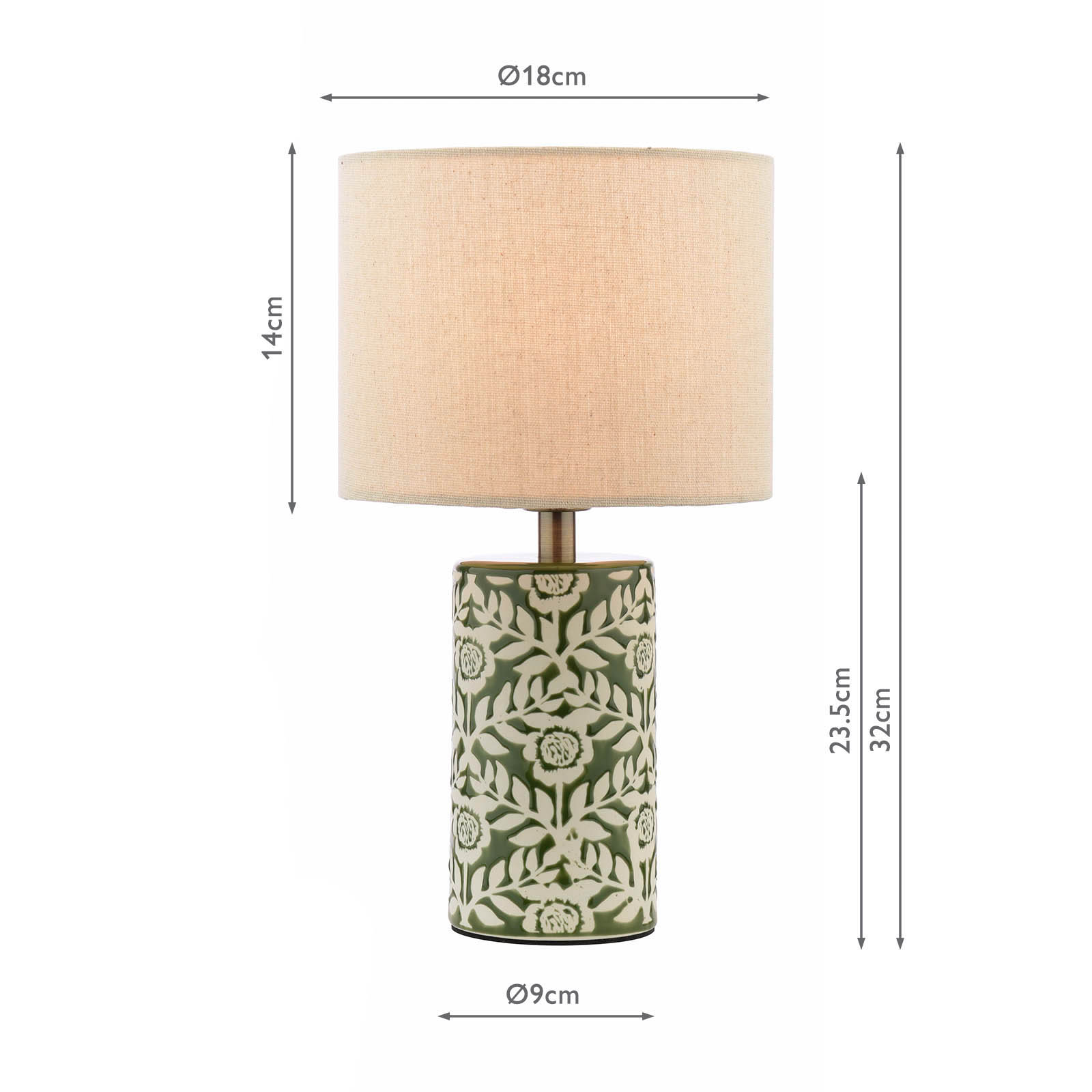 Joules Highclere Twin Pack Table Lamp Green Ceramic With Shade