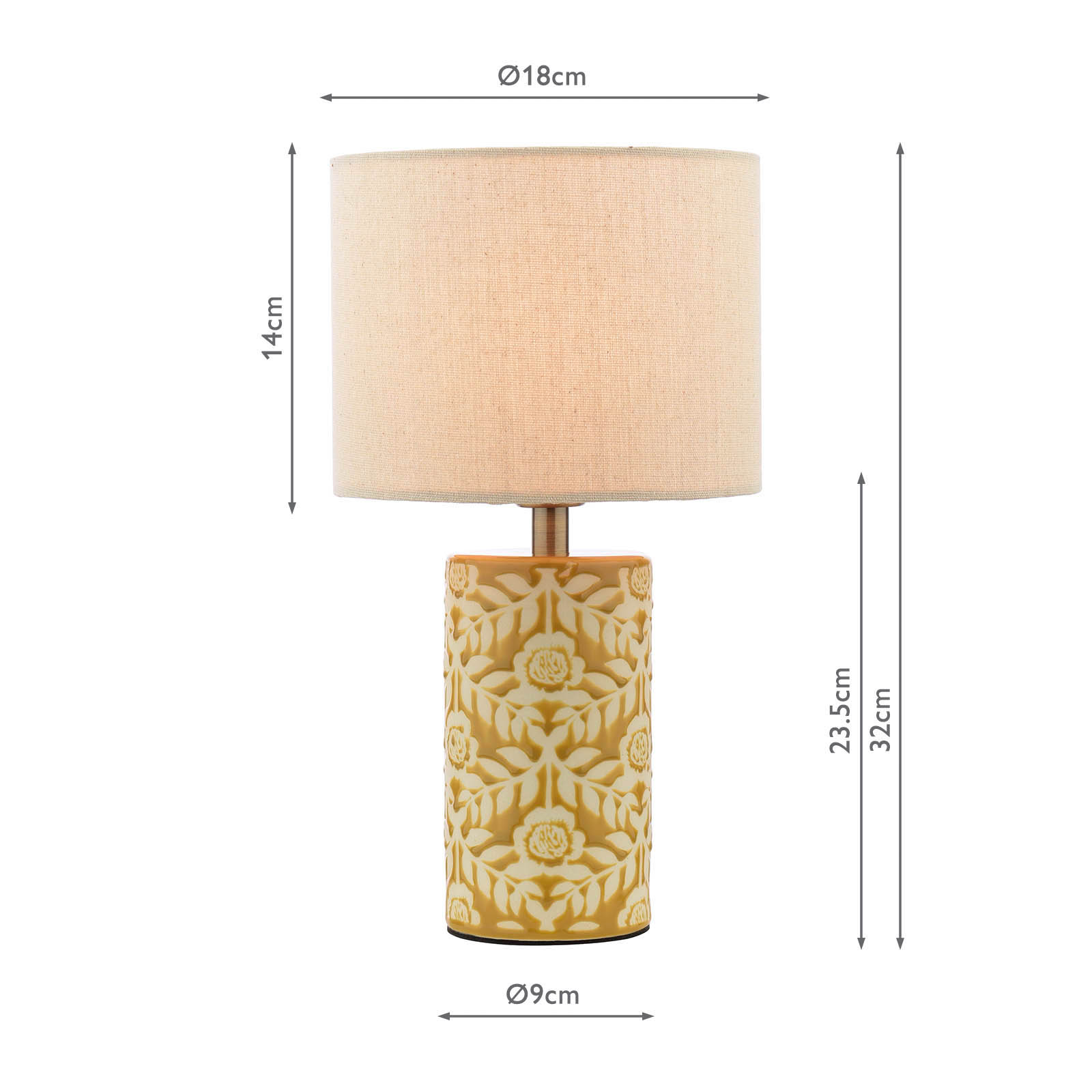 Joules Highclere Twin Pack Table Lamp Yellow Ceramic With Shade