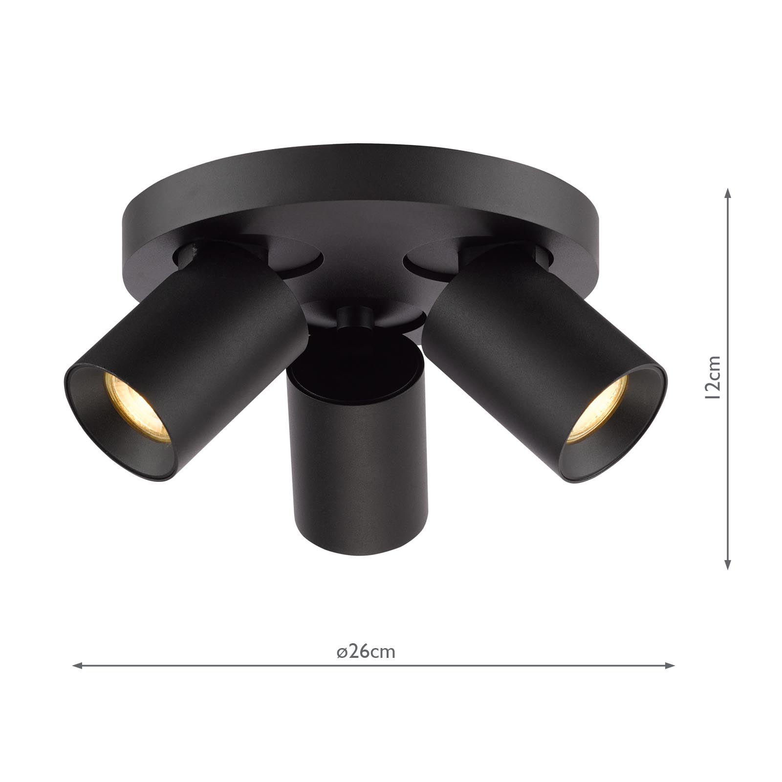 Hiro 3 Light Plate Spotlight Matt Black