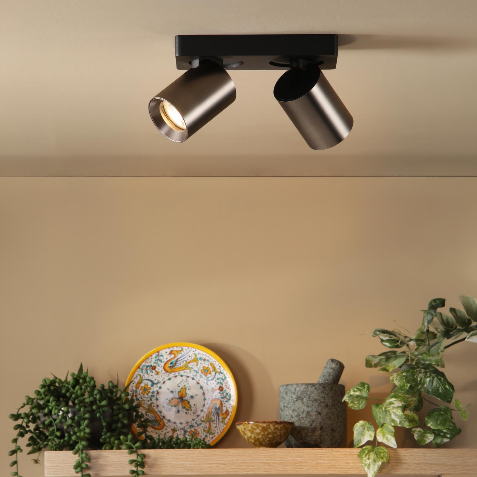 Hiro 2 Light Bar Spotlight Satin Bronze and Matt Black