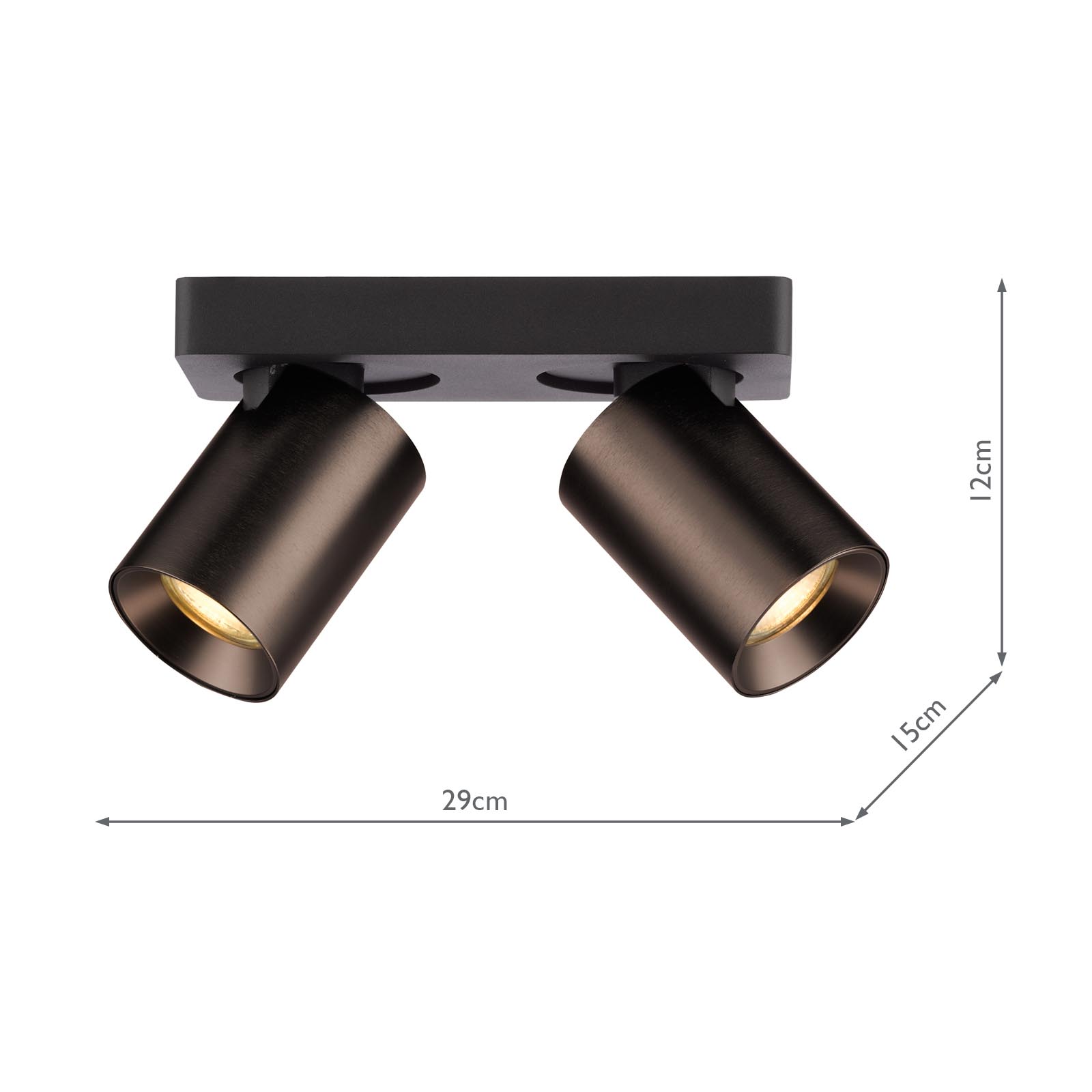 Hiro 2 Light Bar Spotlight Satin Bronze and Matt Black