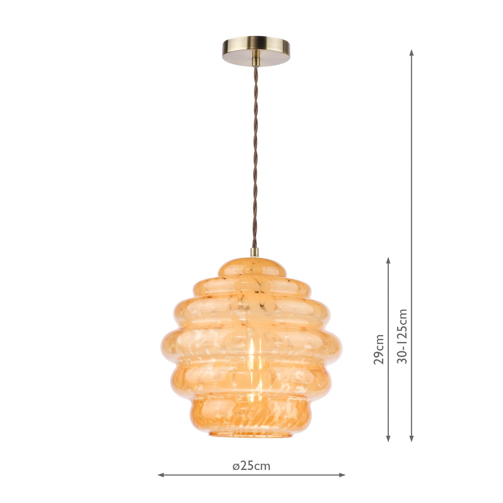 Hive Pendant Antique Brass and Orange Art Glass