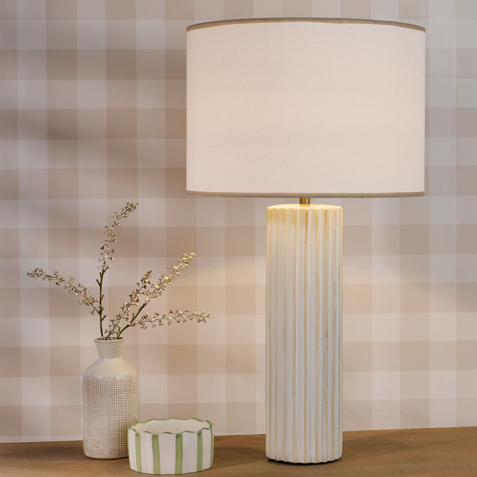 Idella Table Lamp Taupe Ceramic With Shade