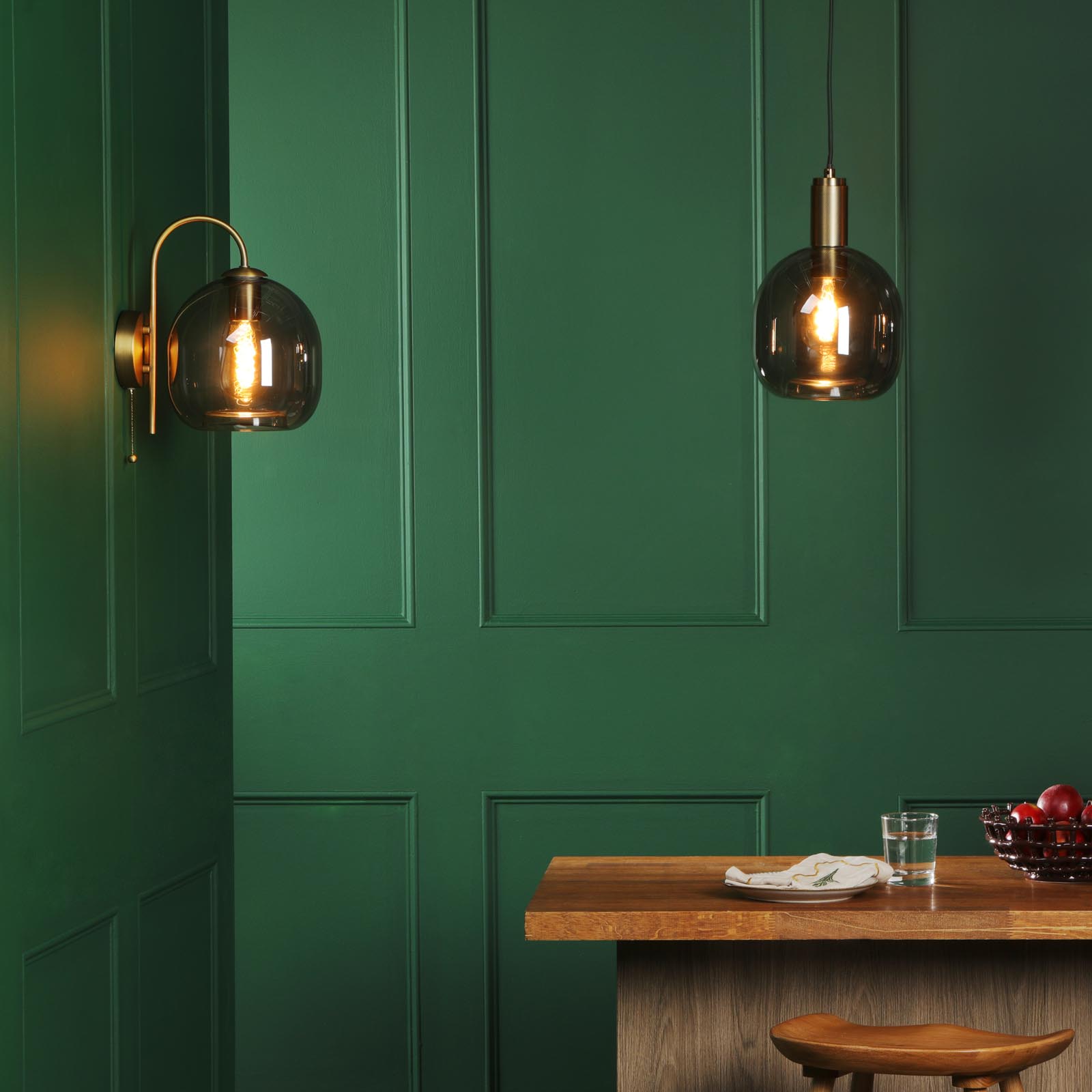 Idra Wall Light Aged Bronze and Smoked Glass