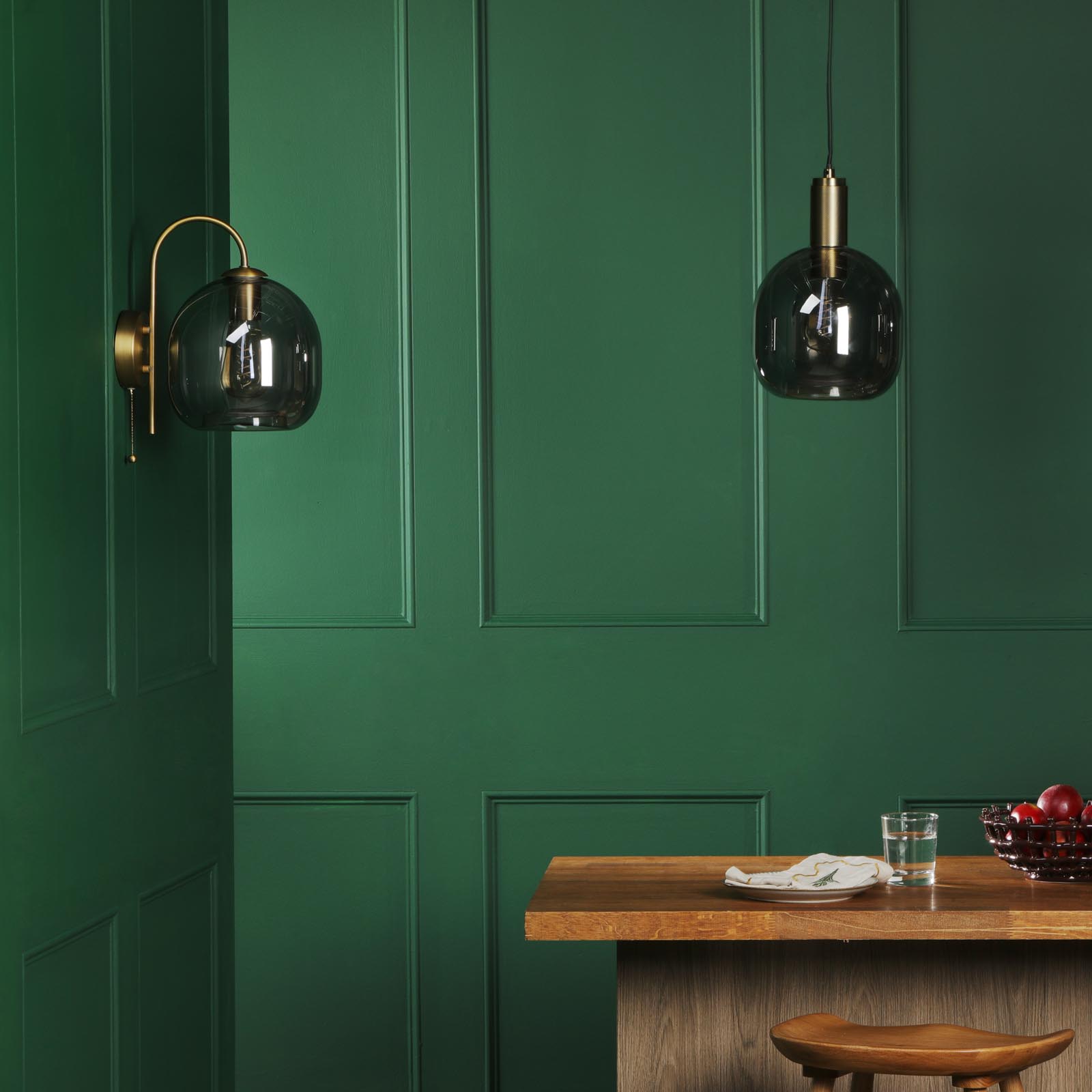 Idra Wall Light Aged Bronze and Smoked Glass