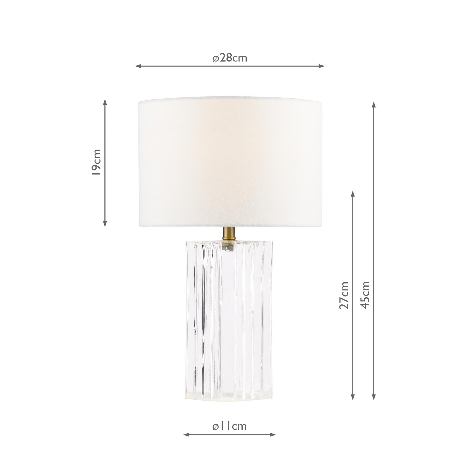 Iggy Table Lamp Ribbed Glass and Antique Brass With Linen Shade