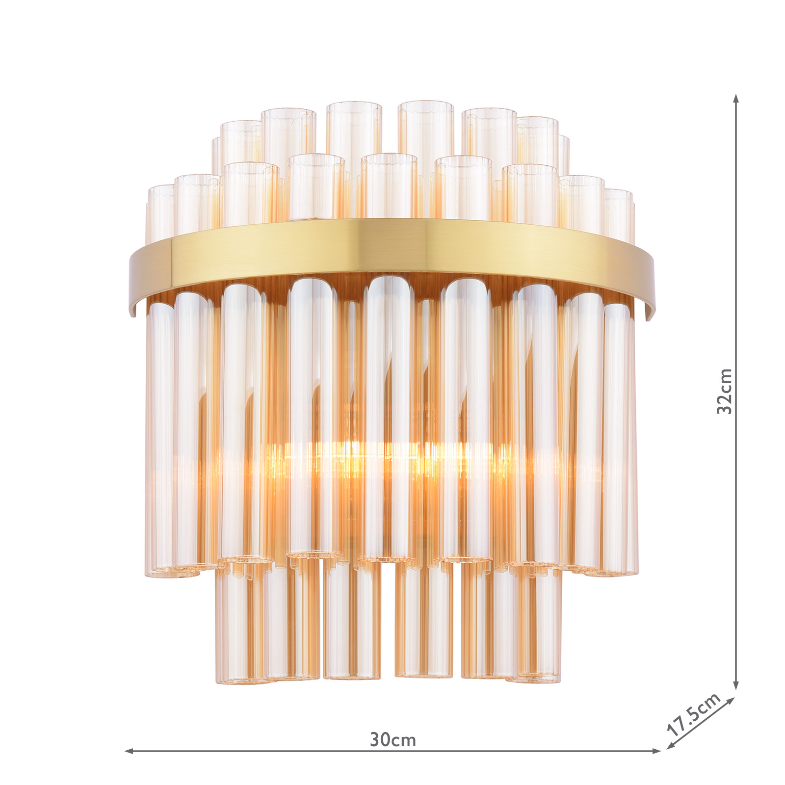 Imani 2 Light Wall Light Natural Brass and Champagne Ribbed Glass