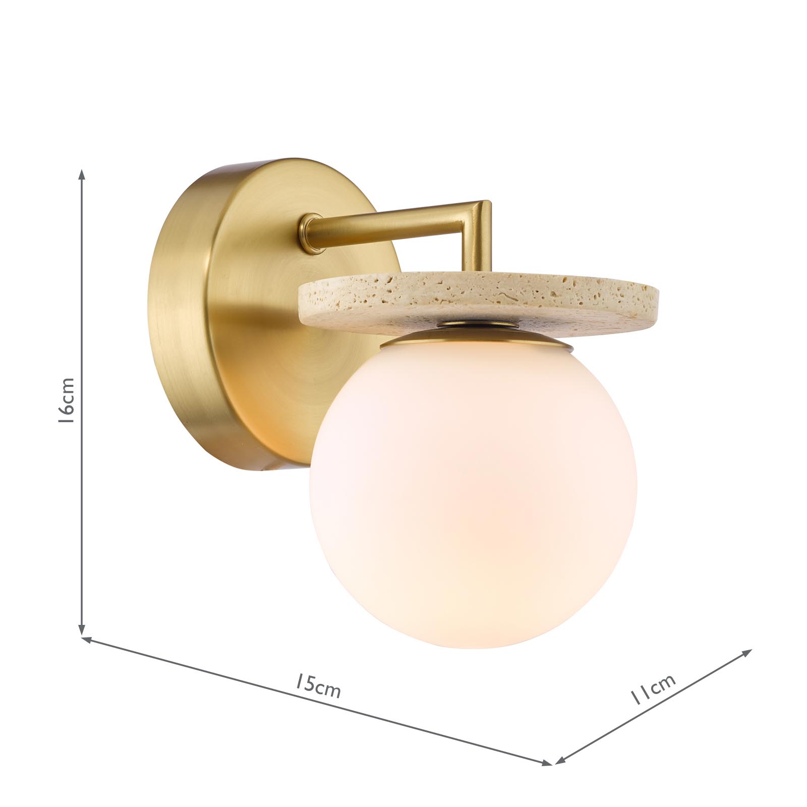 Inaya Wall Light Natural Brass and Travertine 