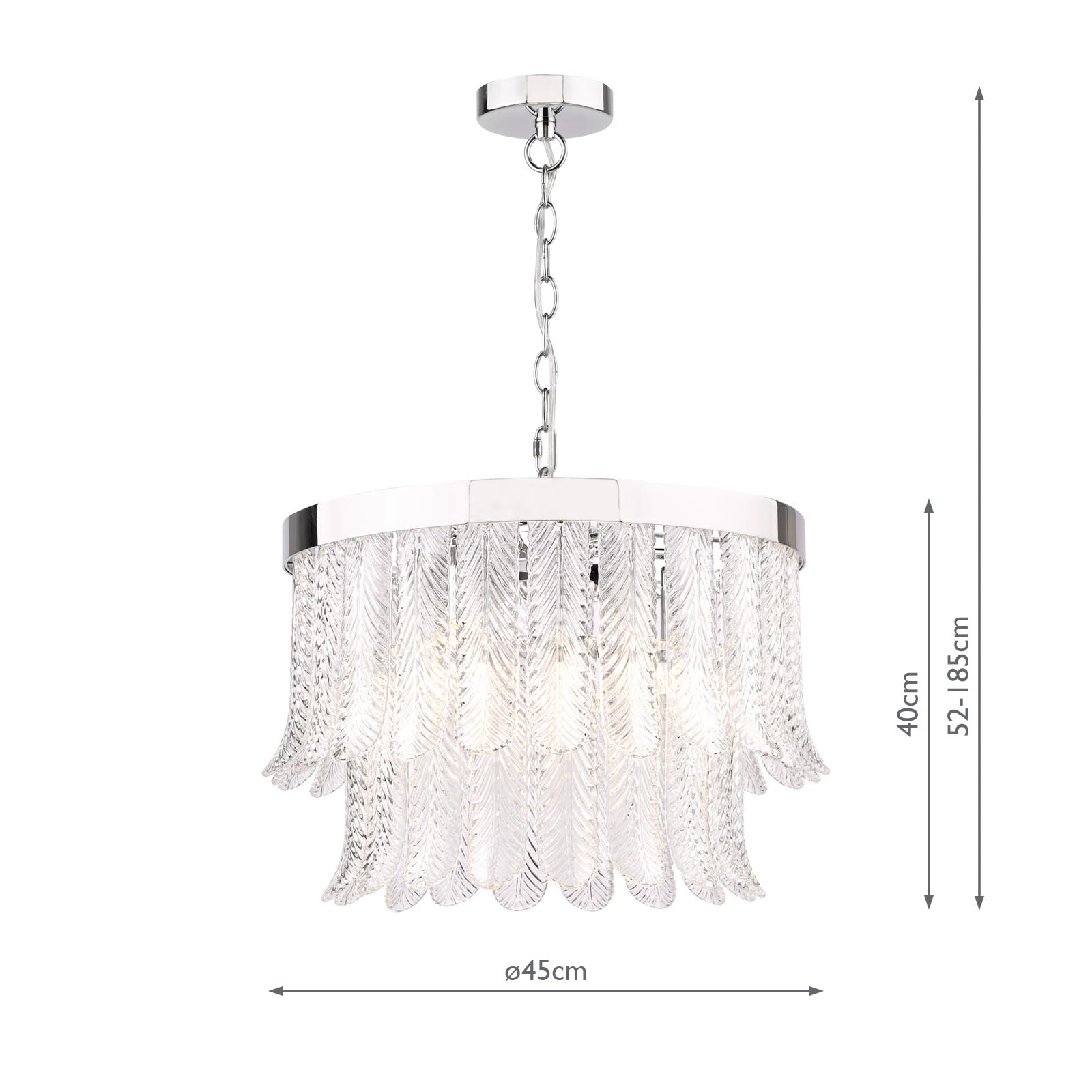 Irisen 6 Light Pendant Polished Nickel and Textured Glass