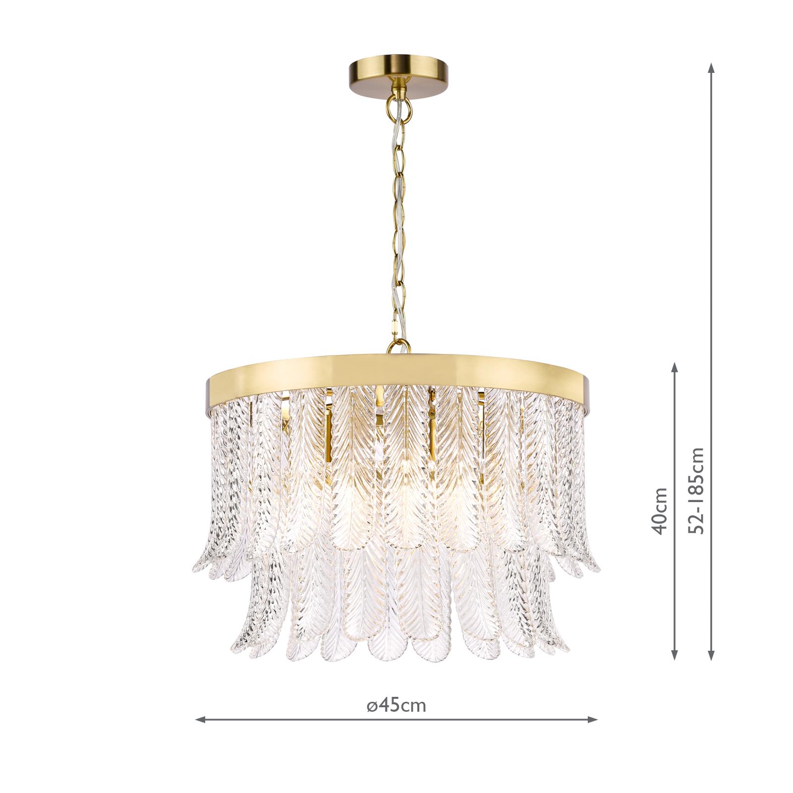 Irisen 6 Light Pendant Natural Brass and Textured Glass