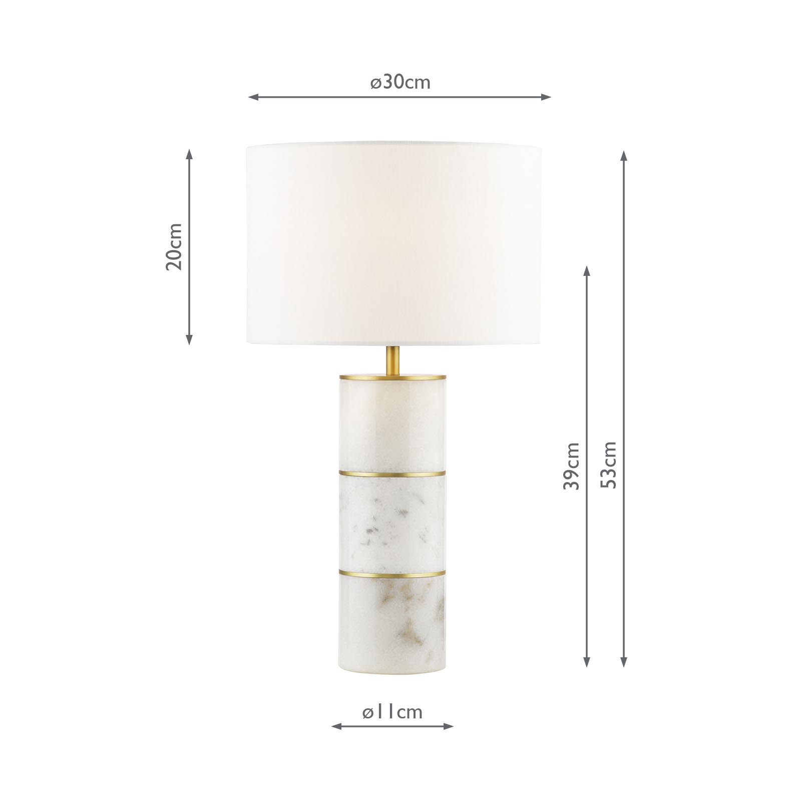 Ishana Table Lamp Marble and Matt Antique Brass With Shade