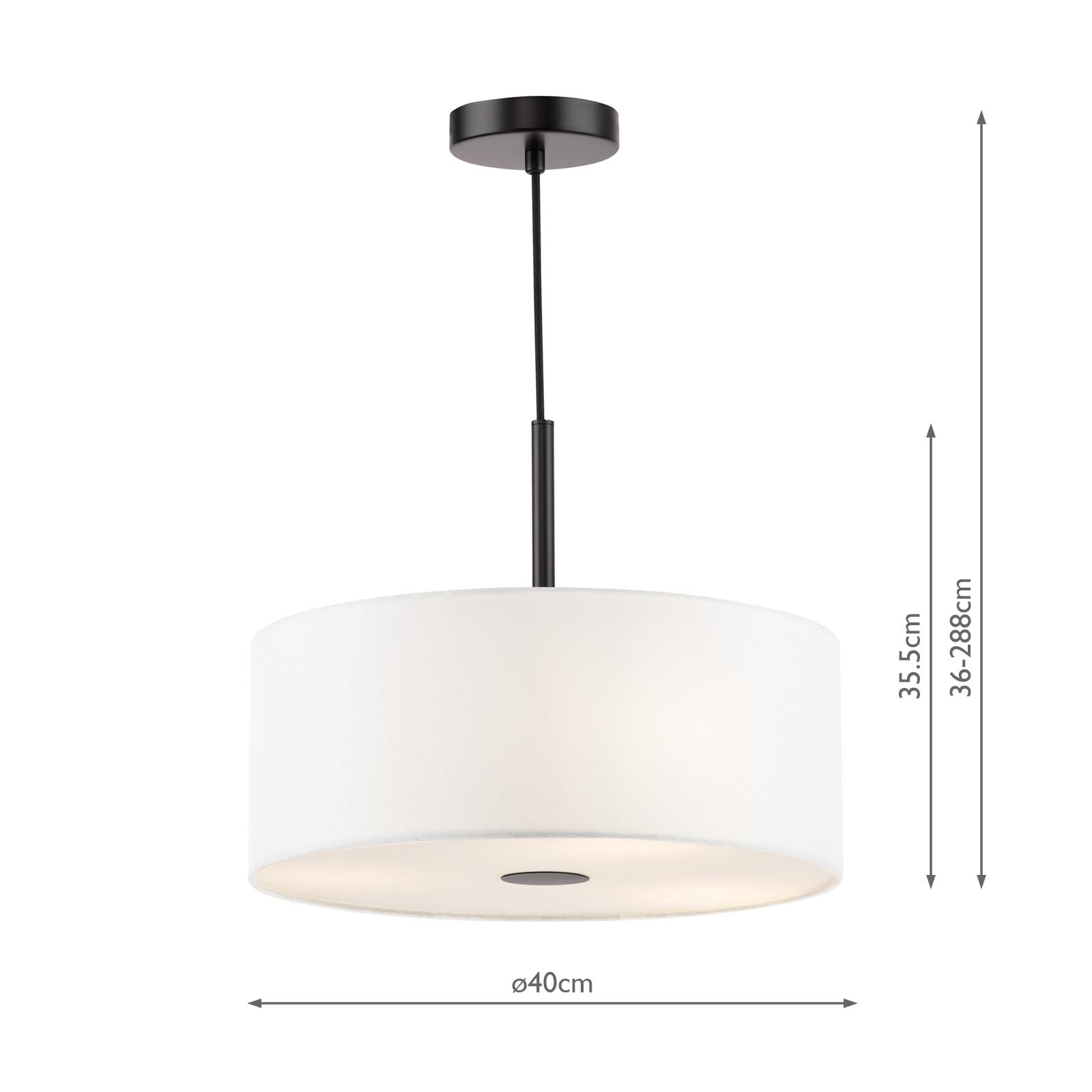 Isla 3 Light Pendant Matt Black and Ivory Shade 40cm