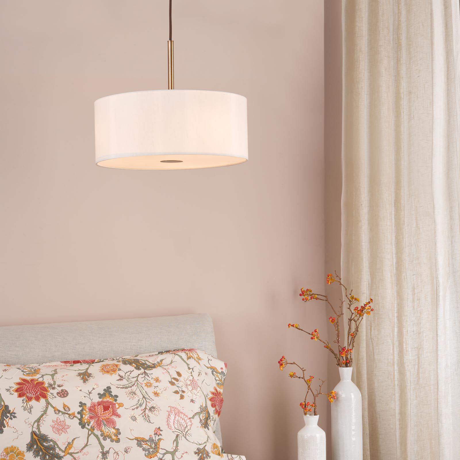 Isla 3 Light Pendant Antique Bronze and Ecru Shade 40cm