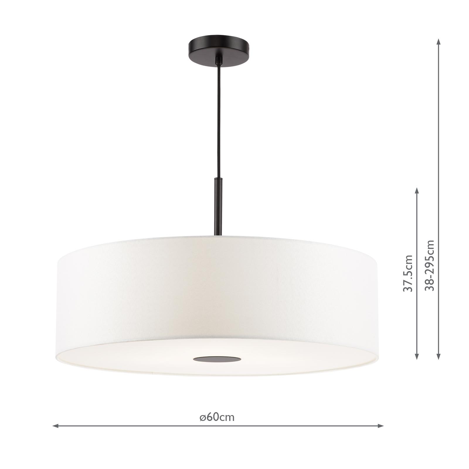 Isla 3 Light Pendant Matt Black and Ivory Shade 60cm